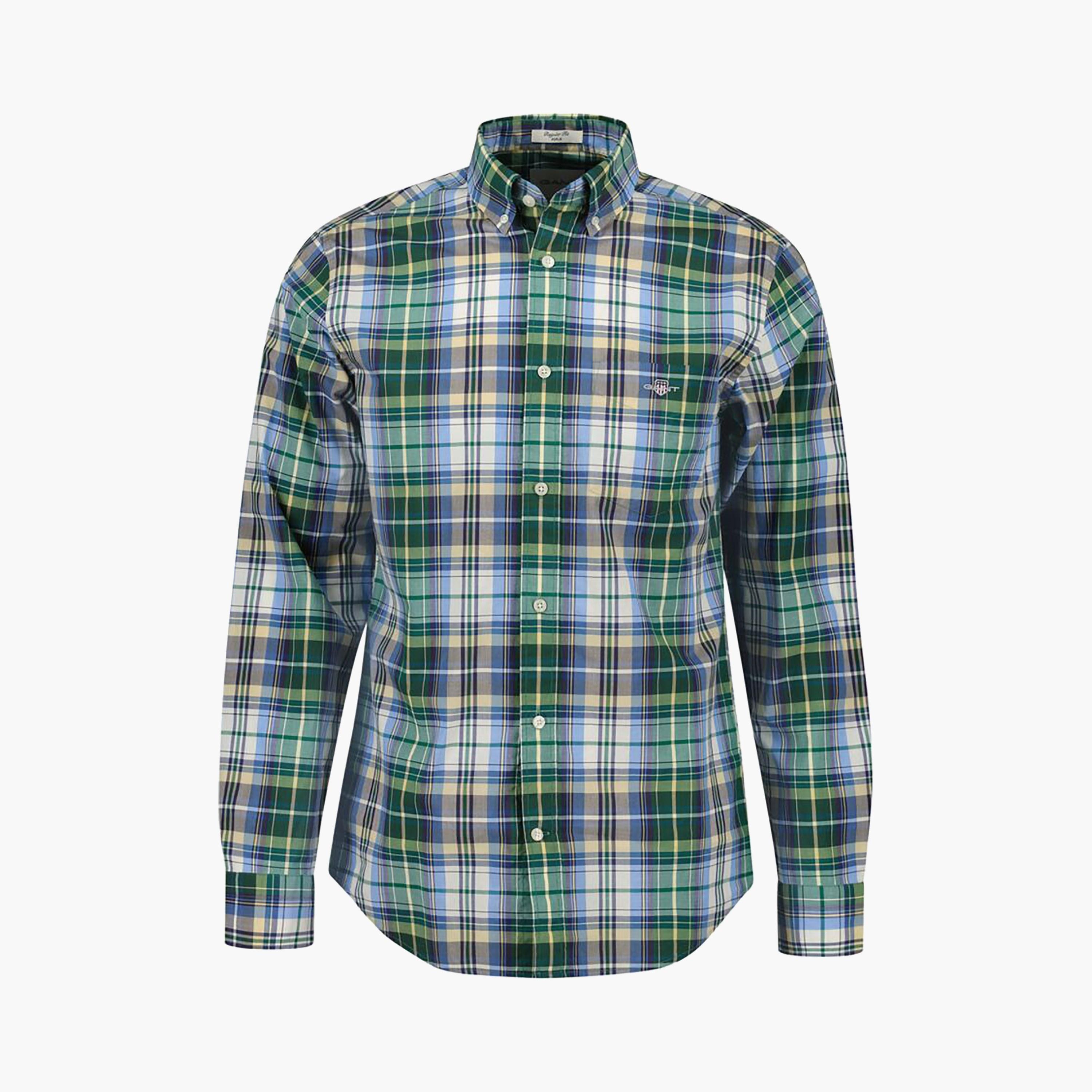 Gant Regular Fit Tartan Checked Button-Down Collar Long Sleeves Men's Shirt-men-clothing-shirts-image-1