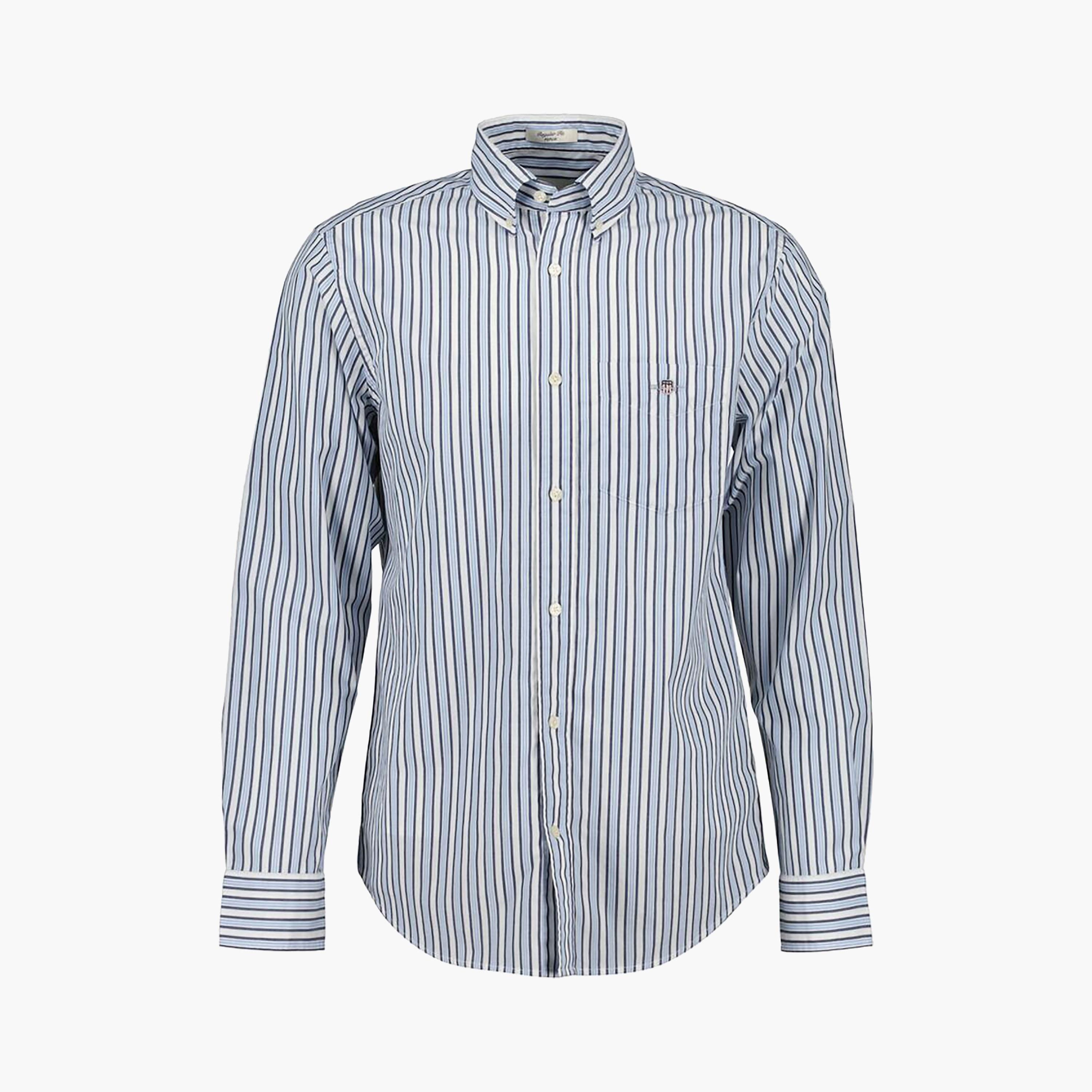 قميص الرجال بأكمام طويلة من نوع Gant Regular Fit مخطط بياقة طويلة-men-clothing-shirts-image-3