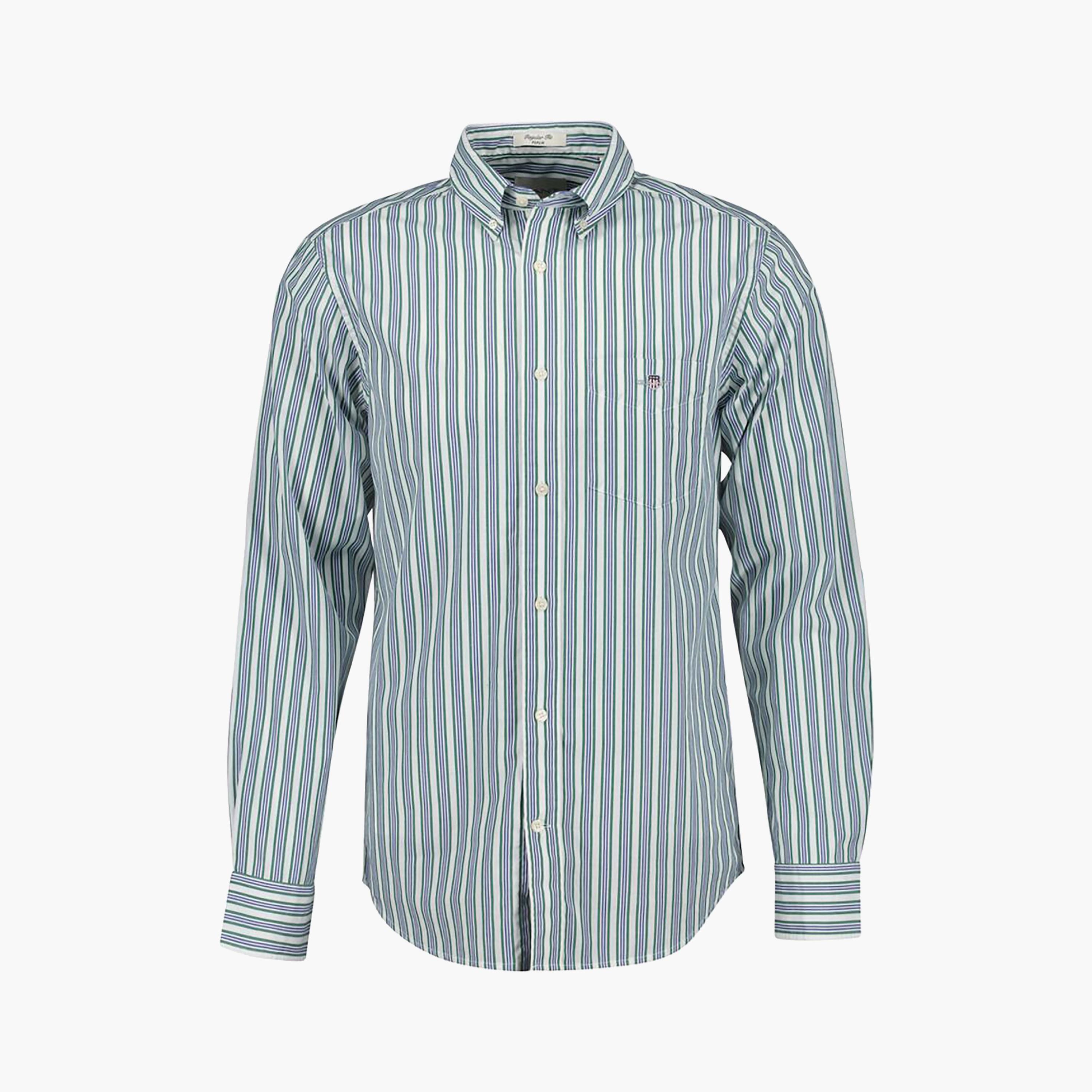 قميص الرجال بأكمام طويلة من نوع Gant Regular Fit مخطط بياقة طويلة-men-clothing-shirts-image-1