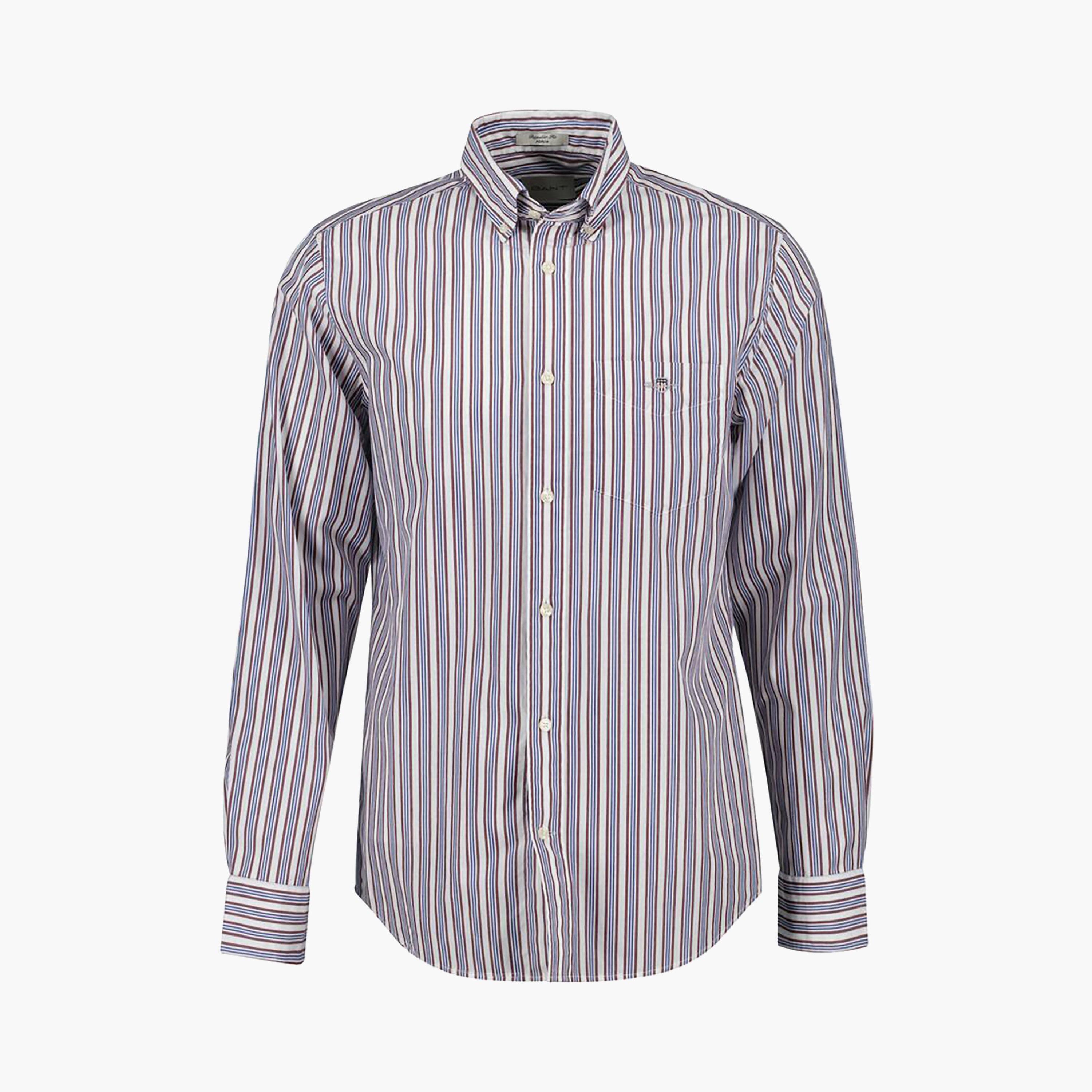 قميص الرجال بأكمام طويلة من نوع Gant Regular Fit مخطط بياقة طويلة-men-clothing-shirts-image-5