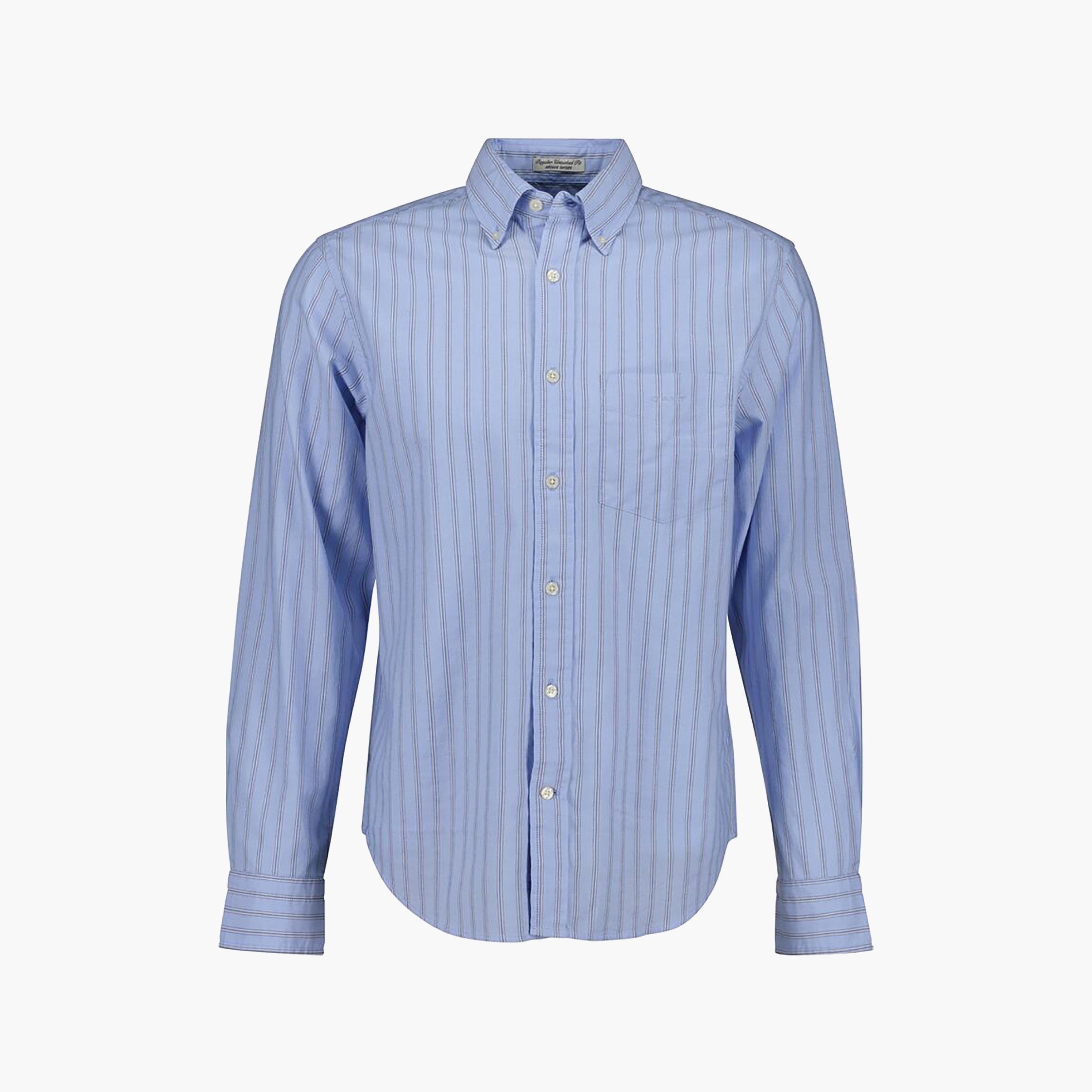 قميص رجالي مخطط بقصة عادية وأكمام طويلة وياقة بأزرار سفلية من Gant-men-clothing-shirts-image-5