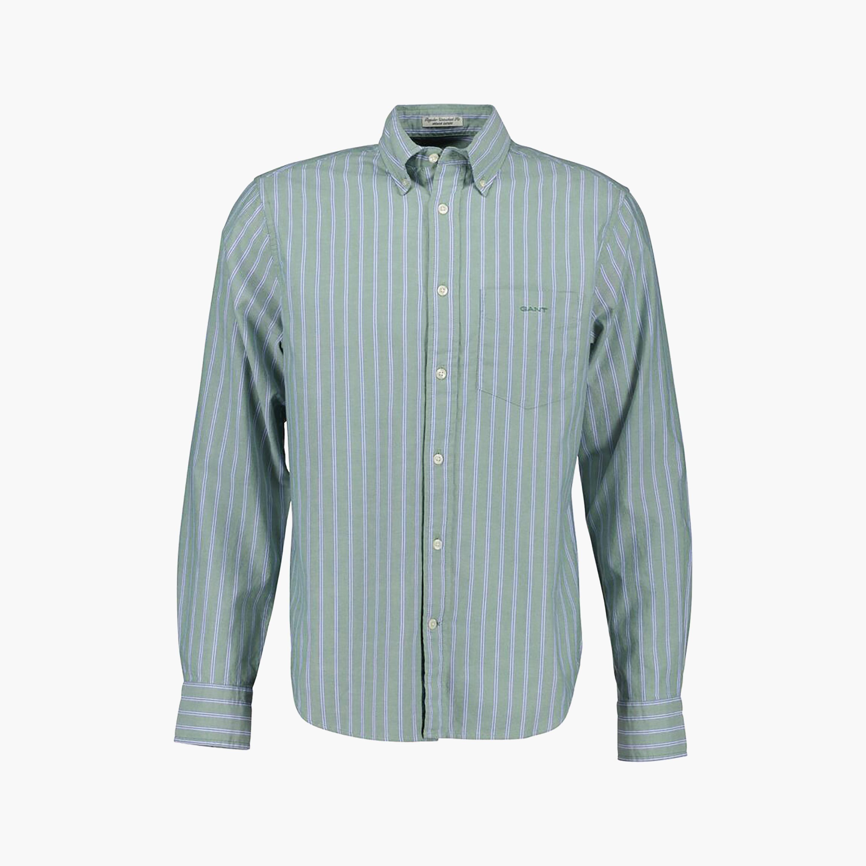 قميص رجالي مخطط بقصة عادية وأكمام طويلة وياقة بأزرار سفلية من Gant-men-clothing-shirts-image-3