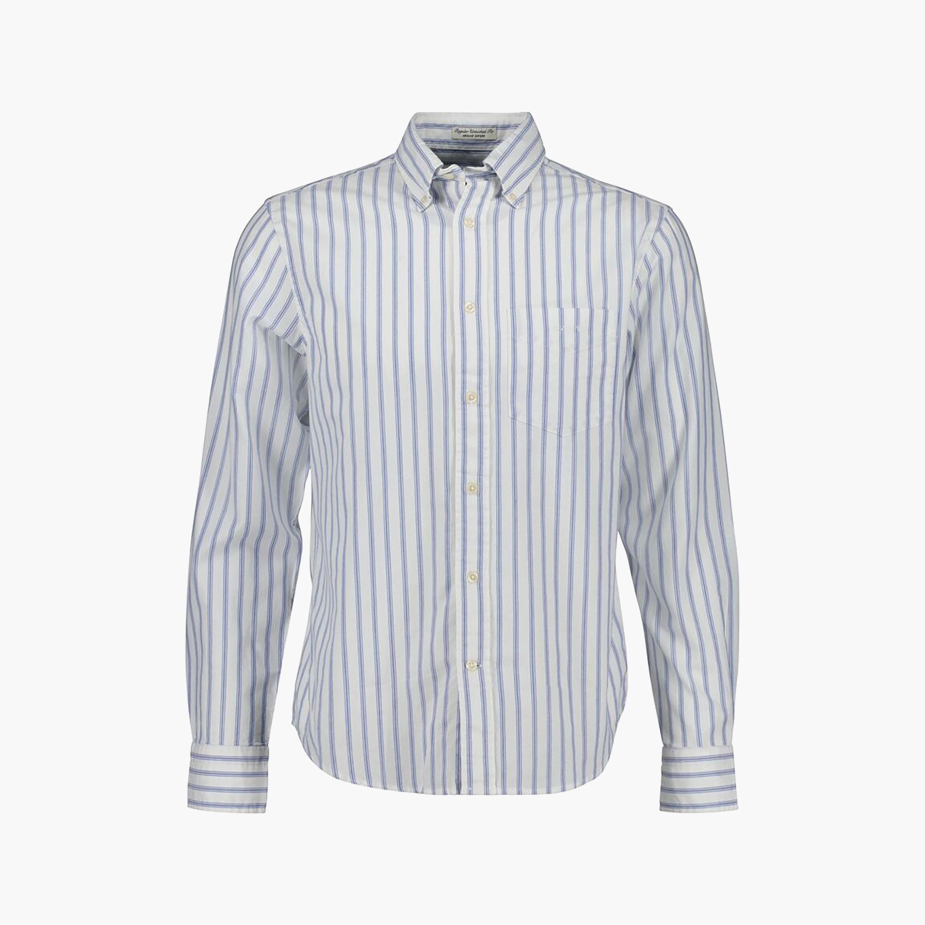 قميص رجالي مخطط بقصة عادية وأكمام طويلة وياقة بأزرار سفلية من Gant-men-clothing-shirts-image-1