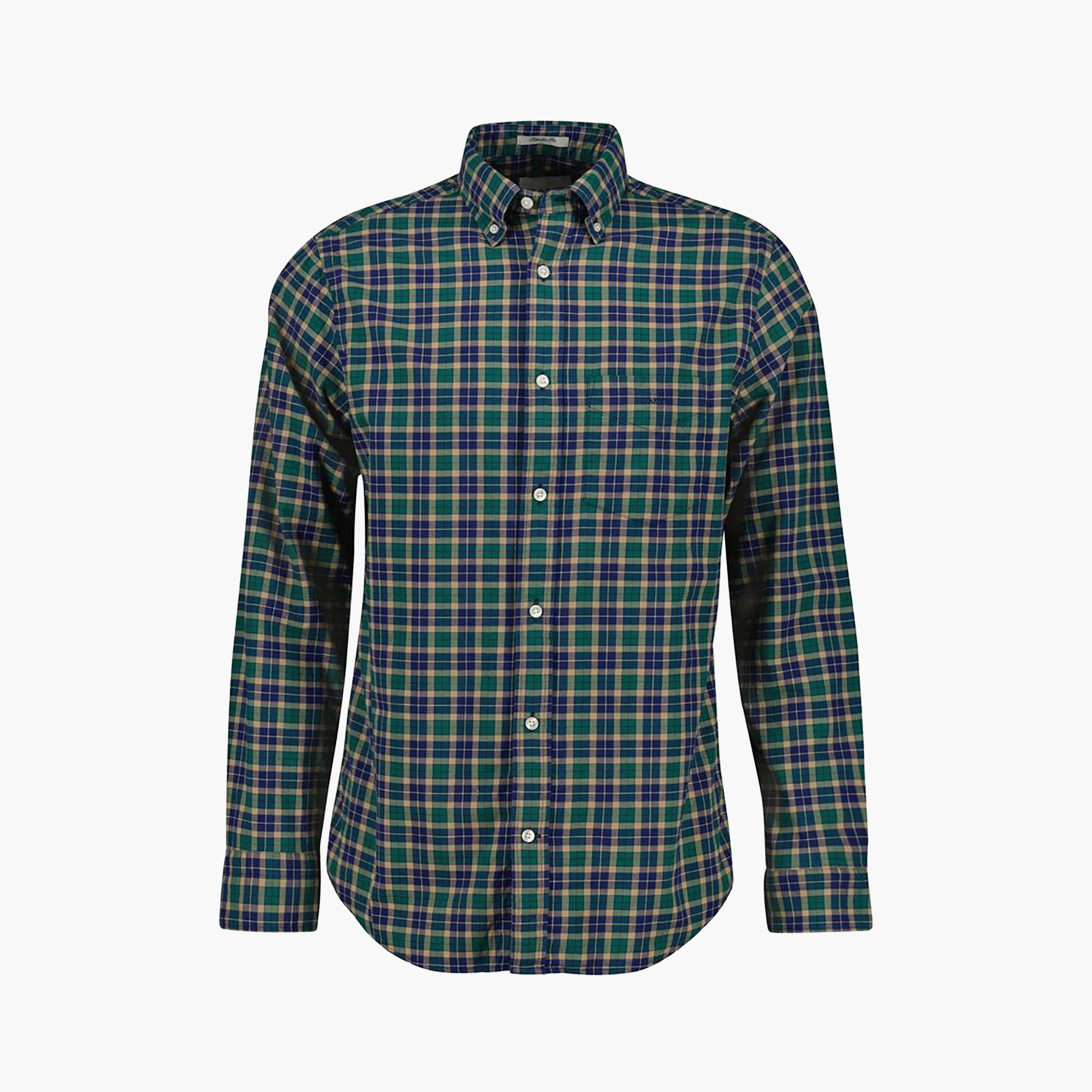Gant Regular Fit Checked Button-Down Collar Long Sleeves Men's Shirt-men-clothing-shirts-image-1