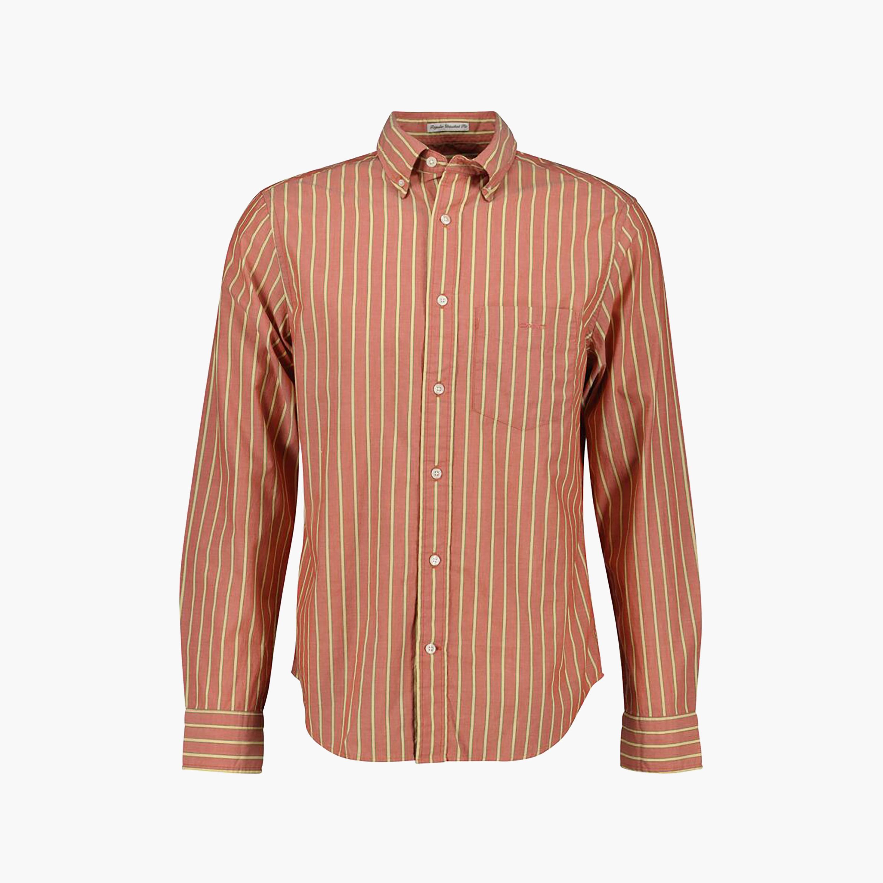 قميص الرجال بأكمام طويلة من نوع Gant Regular Fit مخطط بياقة طويلة-men-clothing-shirts-image-2