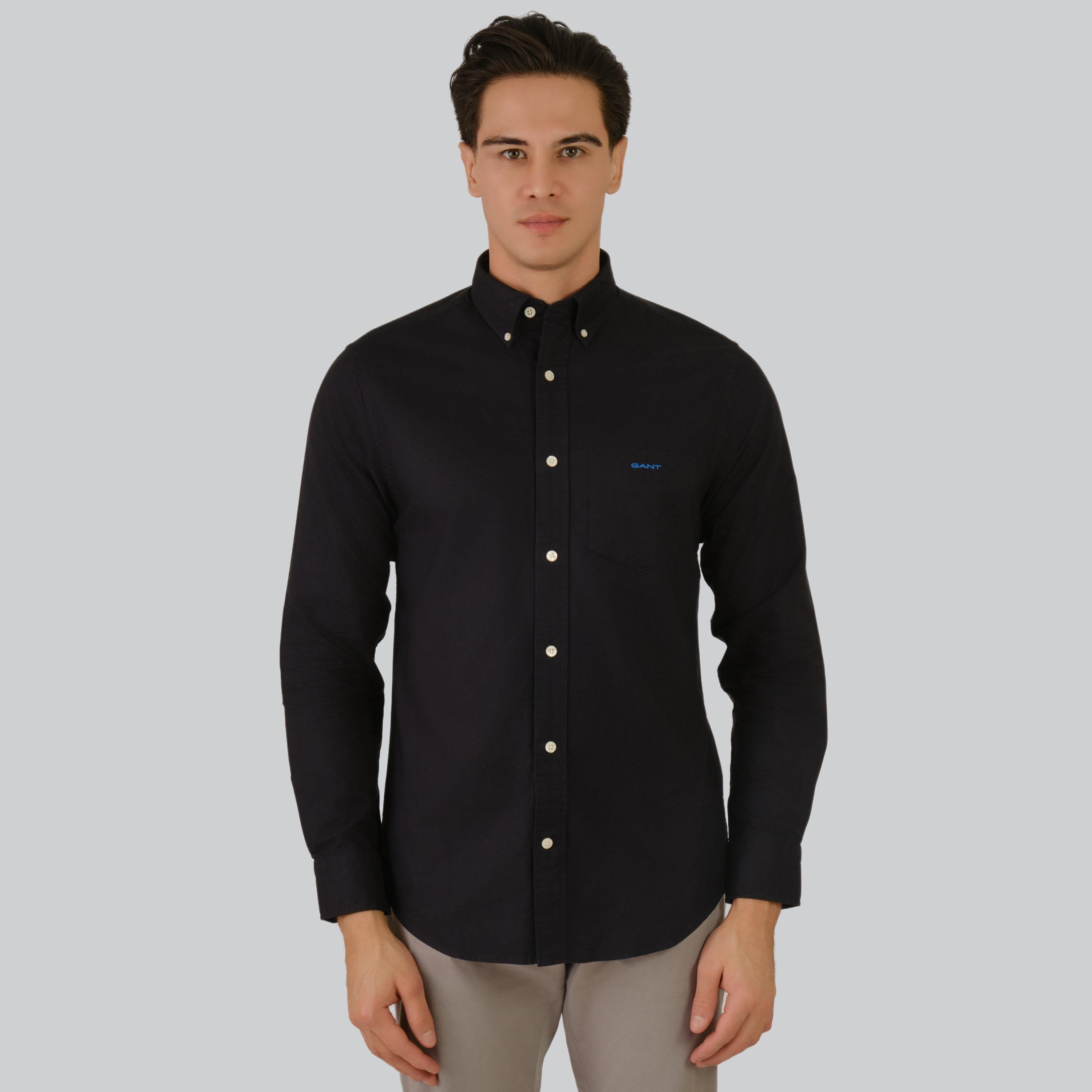 Gant Regular Fit Plain Button-Down Collar Long Sleeves Men's Shirt-men-clothing-shirts-image-1