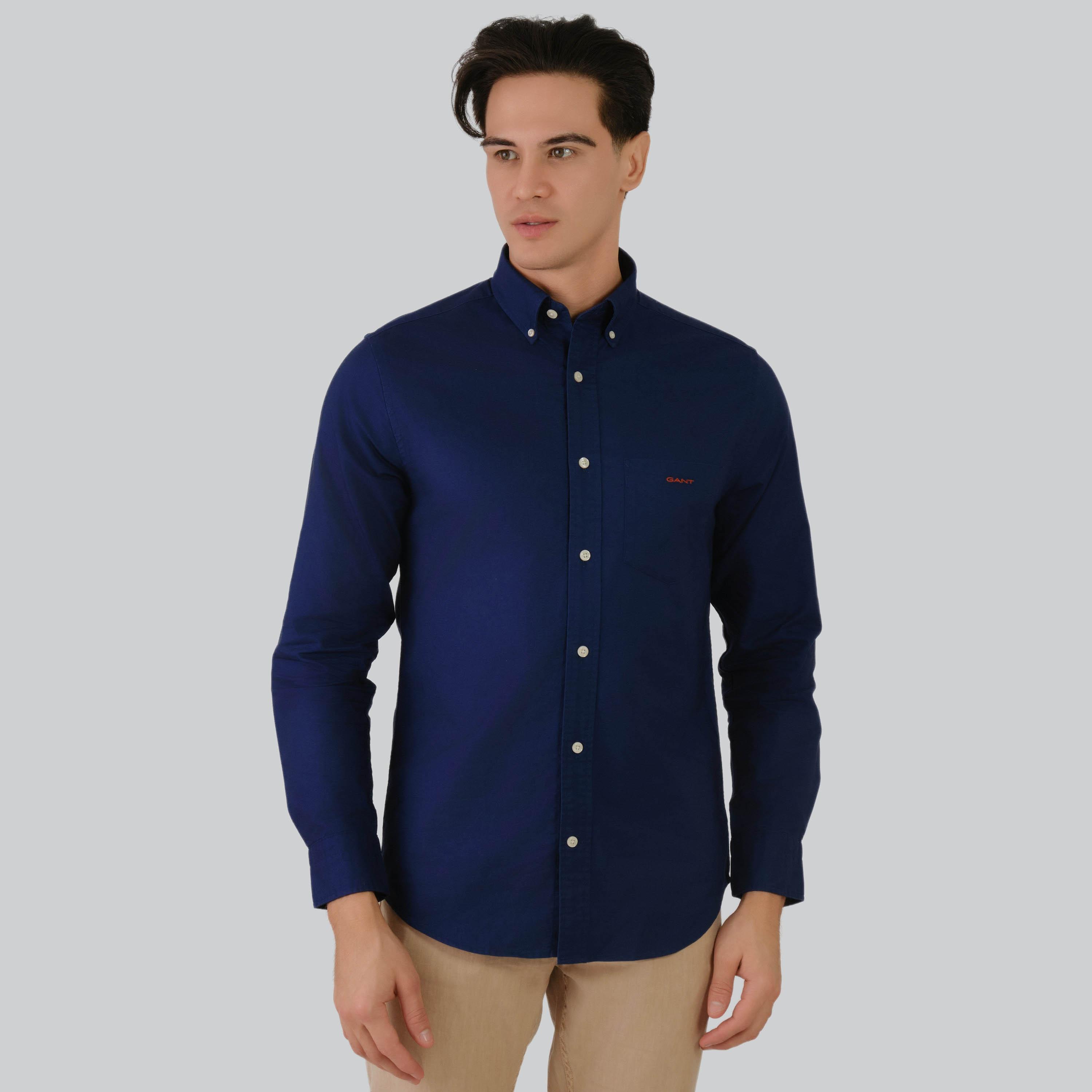 Gant Regular Fit Plain Button-Down Collar Long Sleeves Men's Shirt-men-clothing-shirts-image-8
