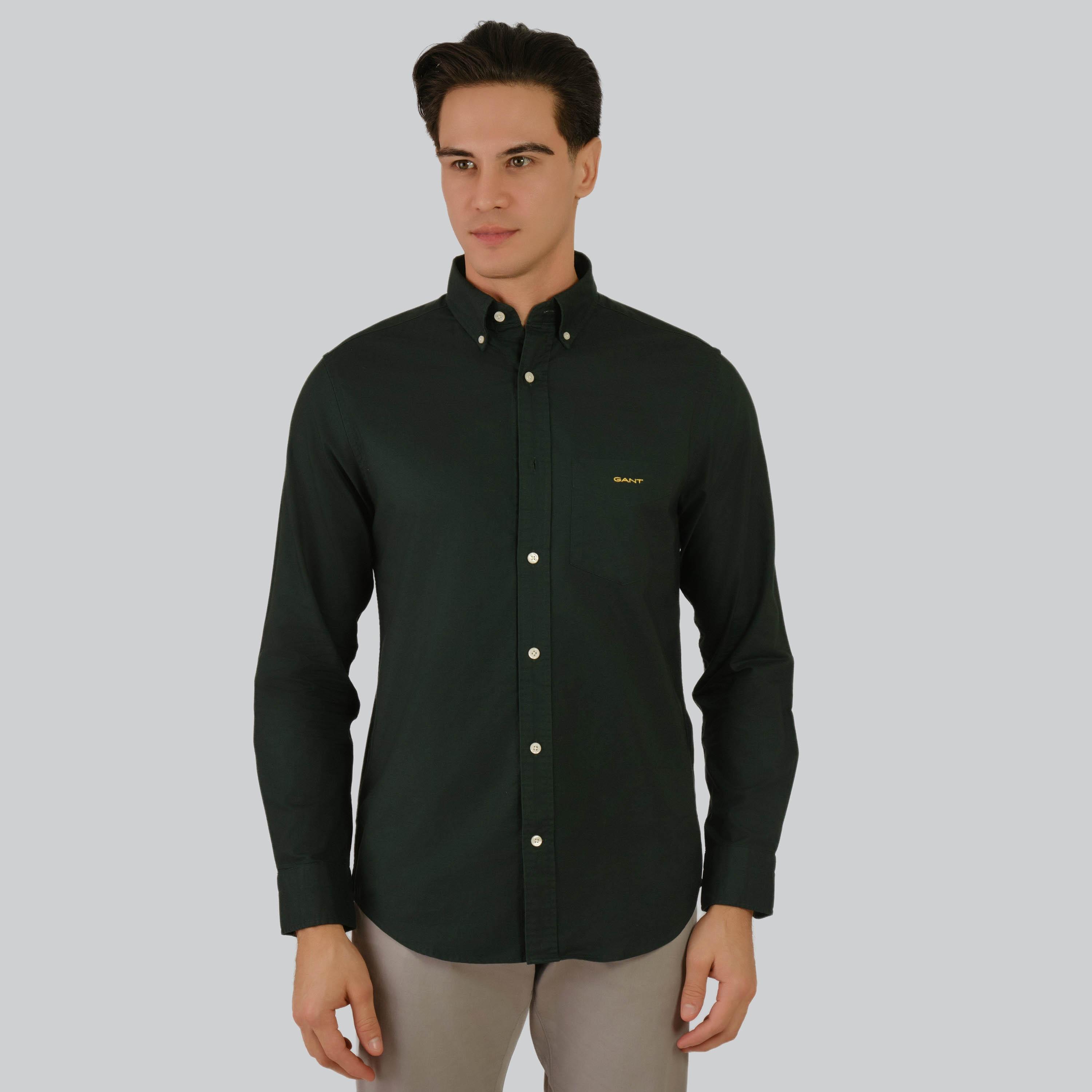 Gant Regular Fit Plain Button-Down Collar Long Sleeves Men's Shirt-men-clothing-shirts-image-4