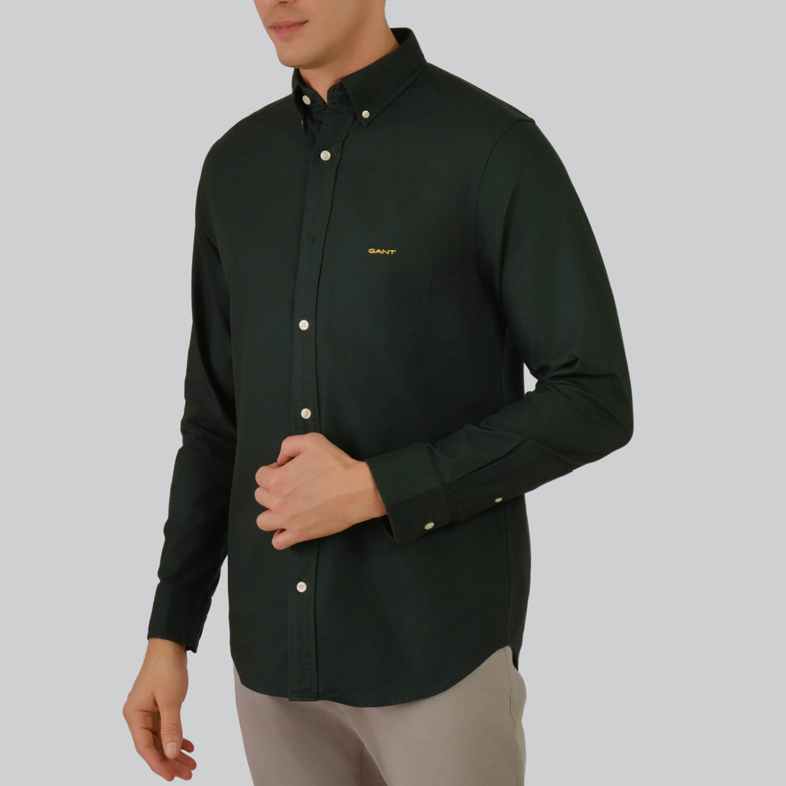 Gant Regular Fit Plain Button-Down Collar Long Sleeves Men's Shirt-men-clothing-shirts-image-7