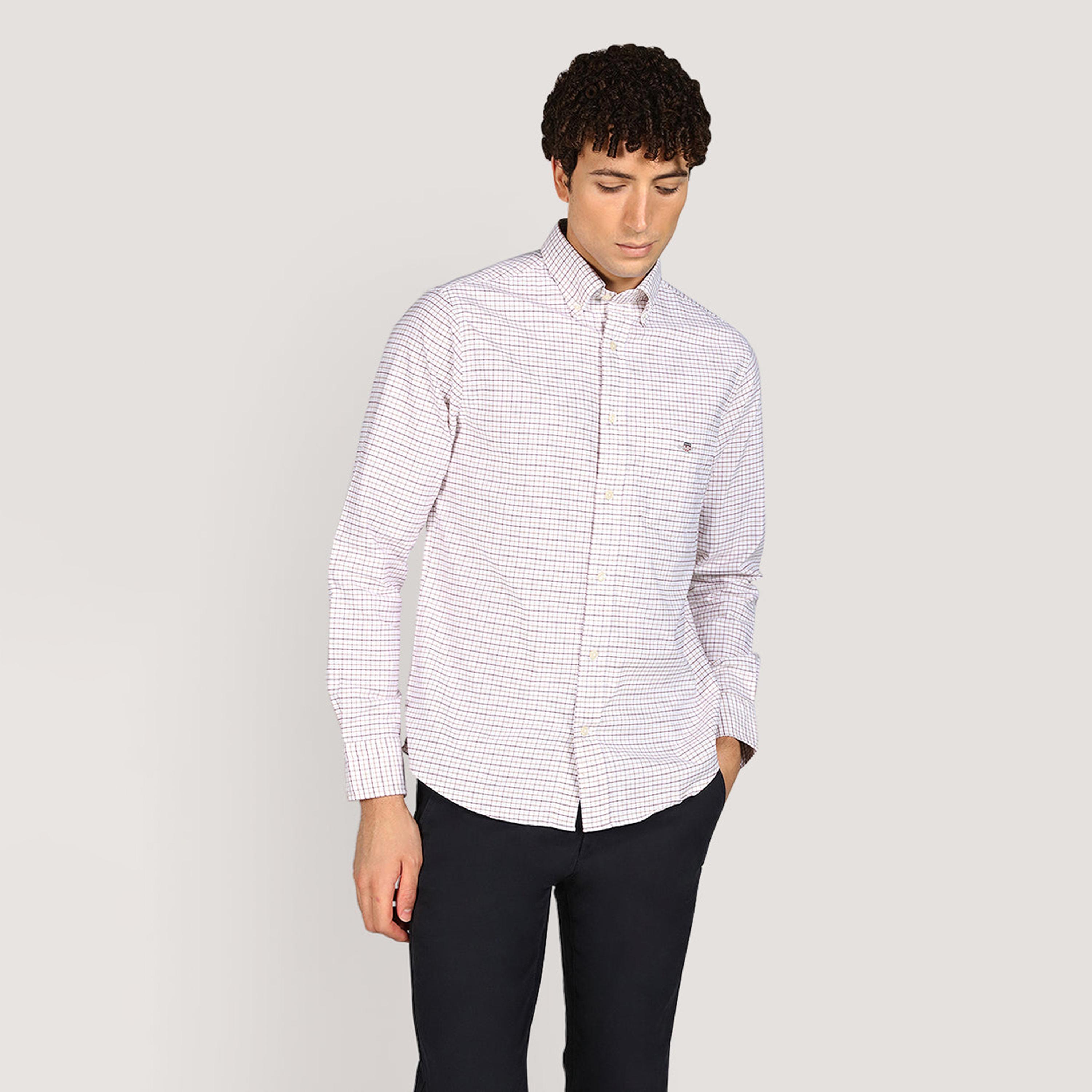 Gant Checked Regular Fit Long Sleeves Classic Oxford Button-Down Collar Men's Shirt-men-clothing-shirts-image-5