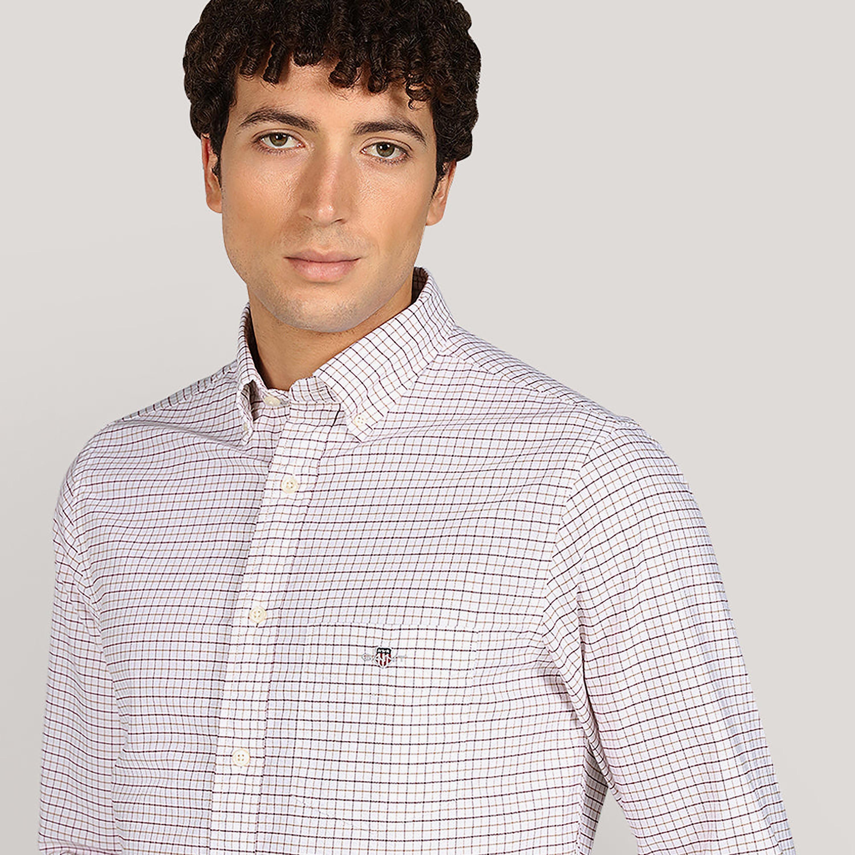 Gant Checked Regular Fit Long Sleeves Classic Oxford Button-Down Collar Men's Shirt-men-clothing-shirts-image-7