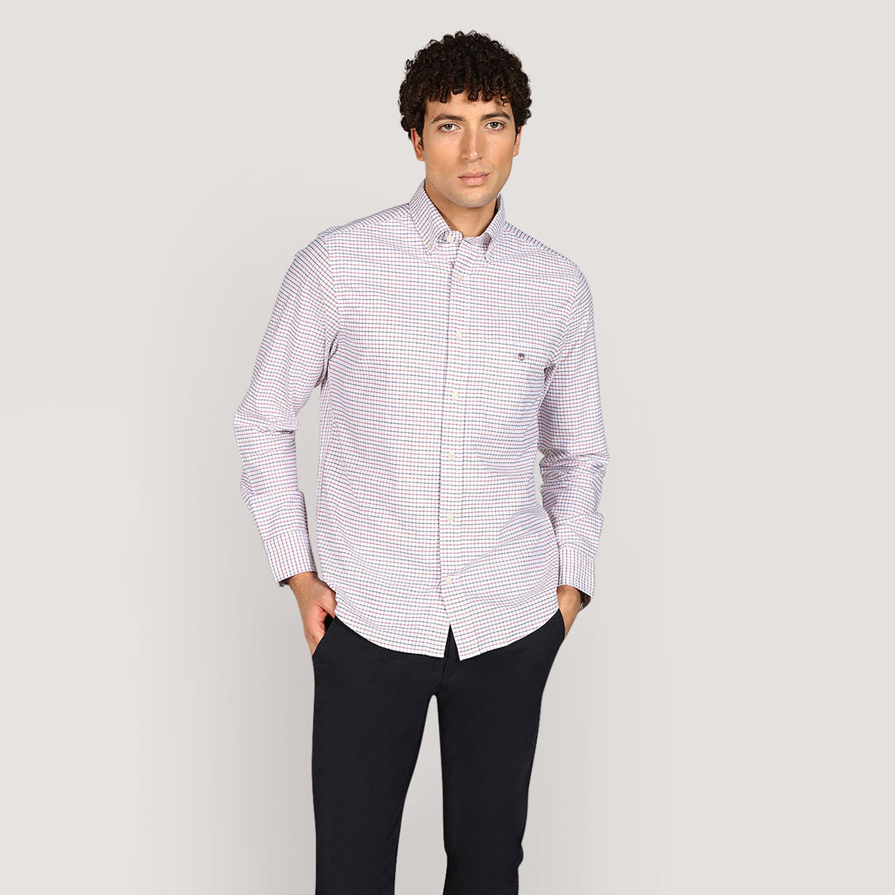 Gant Checked Regular Fit Long Sleeves Classic Oxford Button-Down Collar Men's Shirt-men-clothing-shirts-image-1