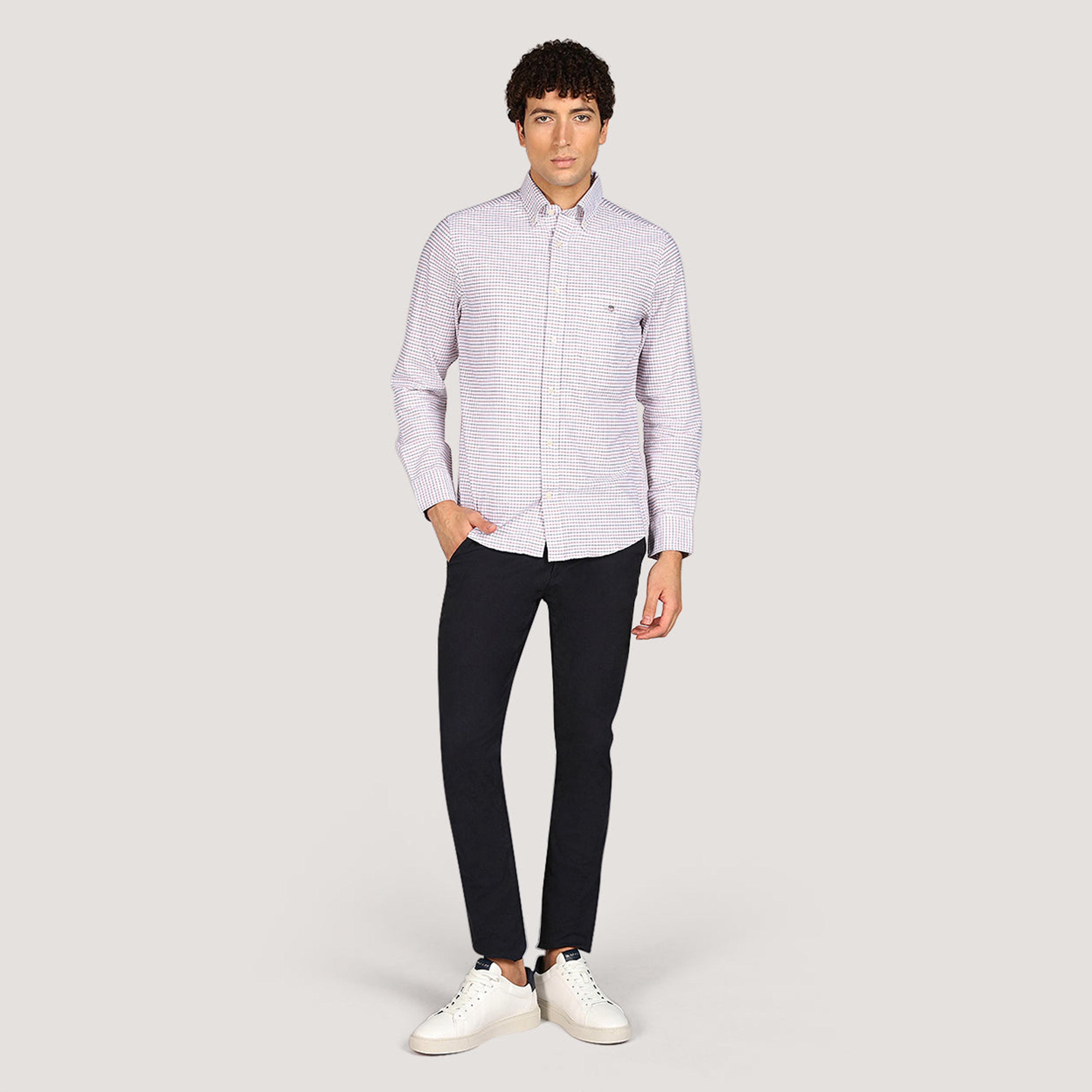 Gant Checked Regular Fit Long Sleeves Classic Oxford Button-Down Collar Men's Shirt-men-clothing-shirts-image-2