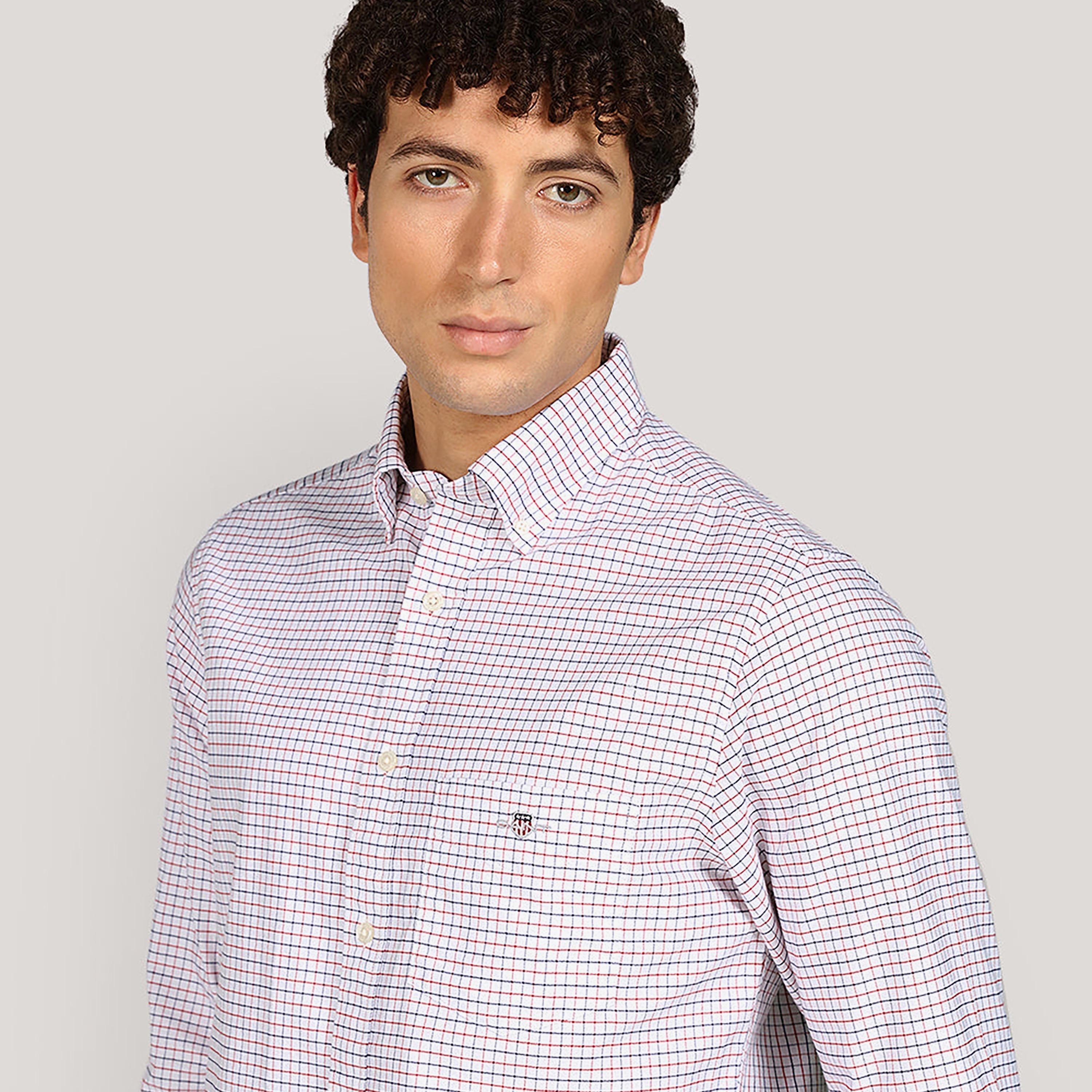 Gant Checked Regular Fit Long Sleeves Classic Oxford Button-Down Collar Men's Shirt-men-clothing-shirts-image-3