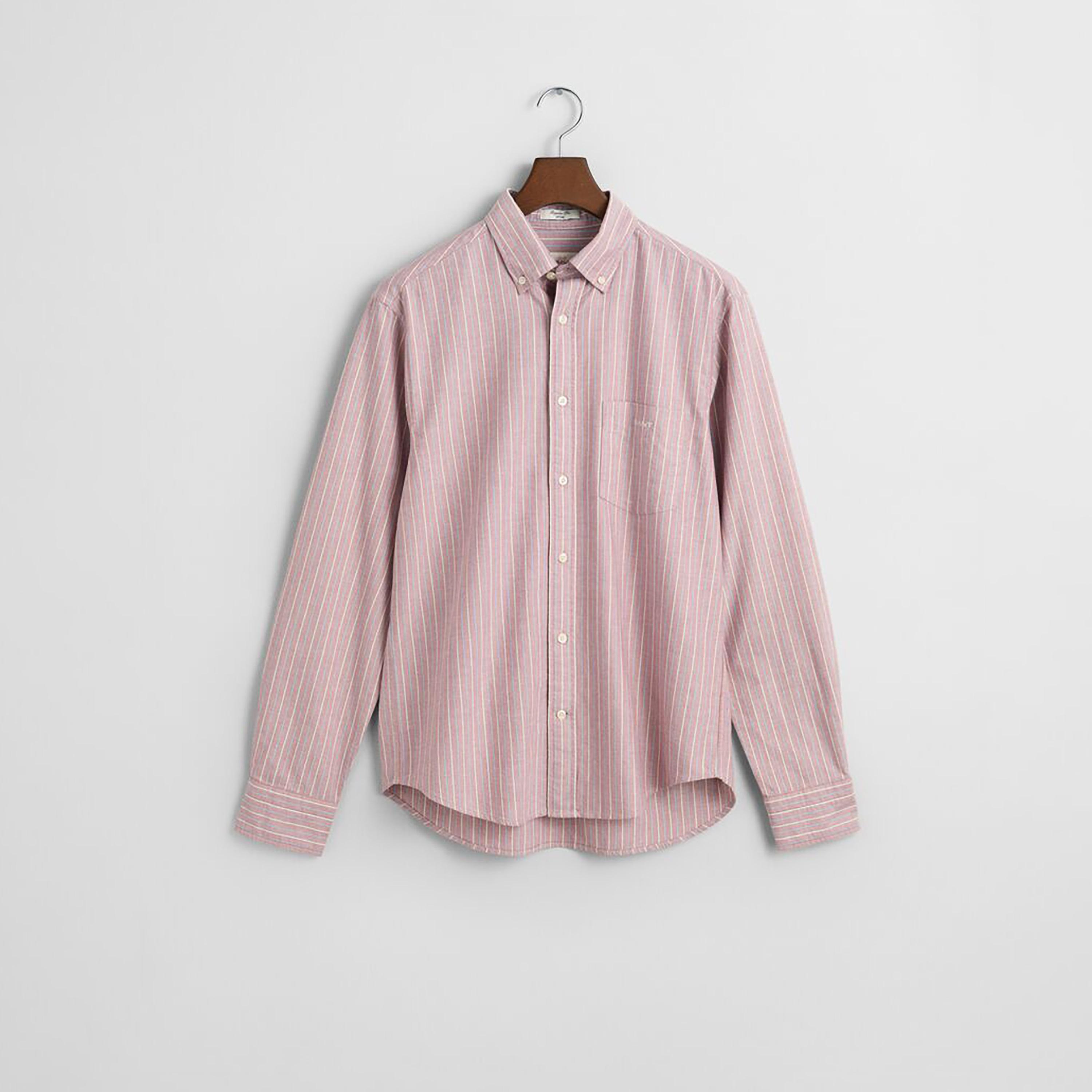 قميص رجالي مخطط بقصة عادية وأكمام طويلة وياقة بأزرار سفلية من Gant-men-clothing-shirts-image-8