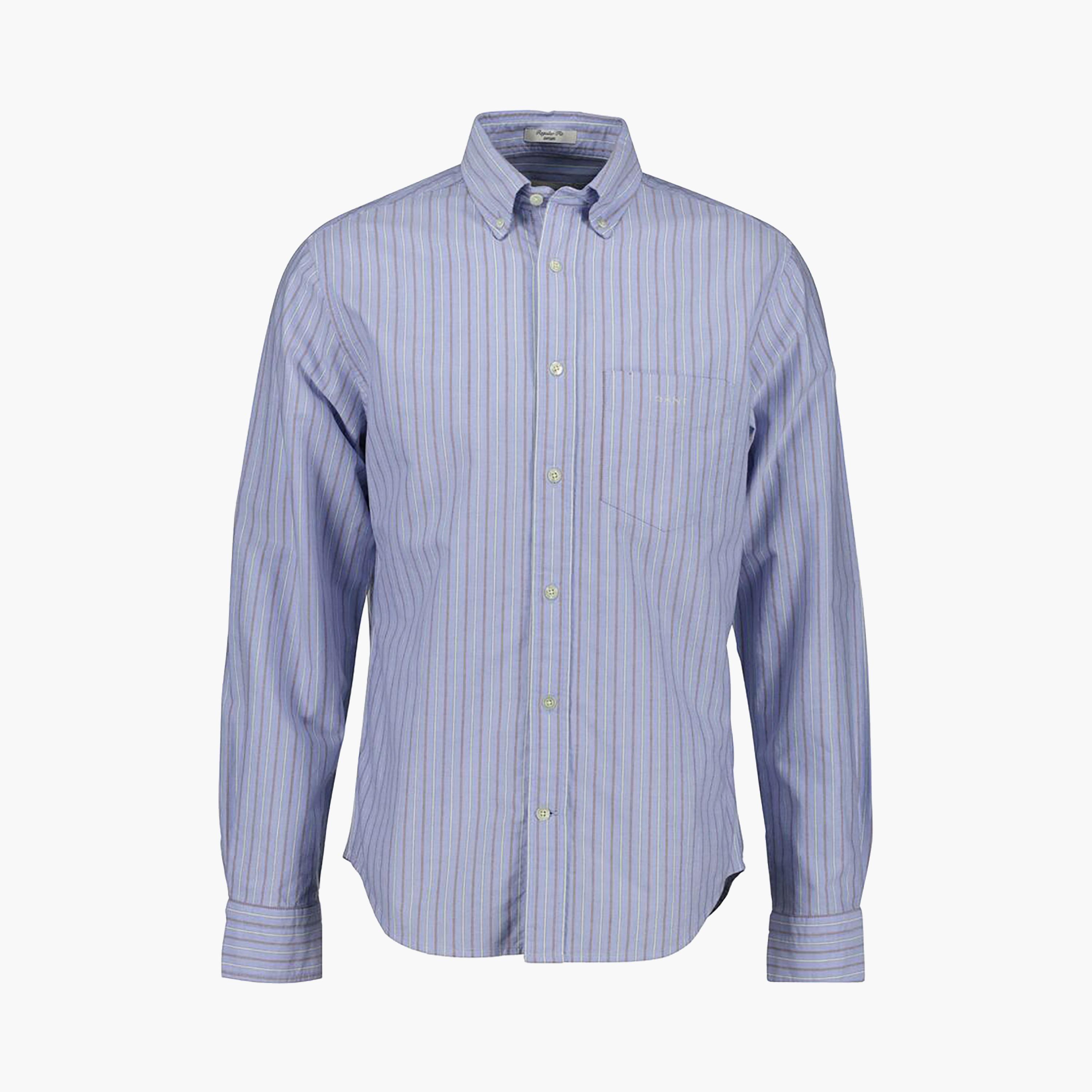 قميص رجالي مخطط بقصة عادية وأكمام طويلة وياقة بأزرار سفلية من Gant-men-clothing-shirts-image-6