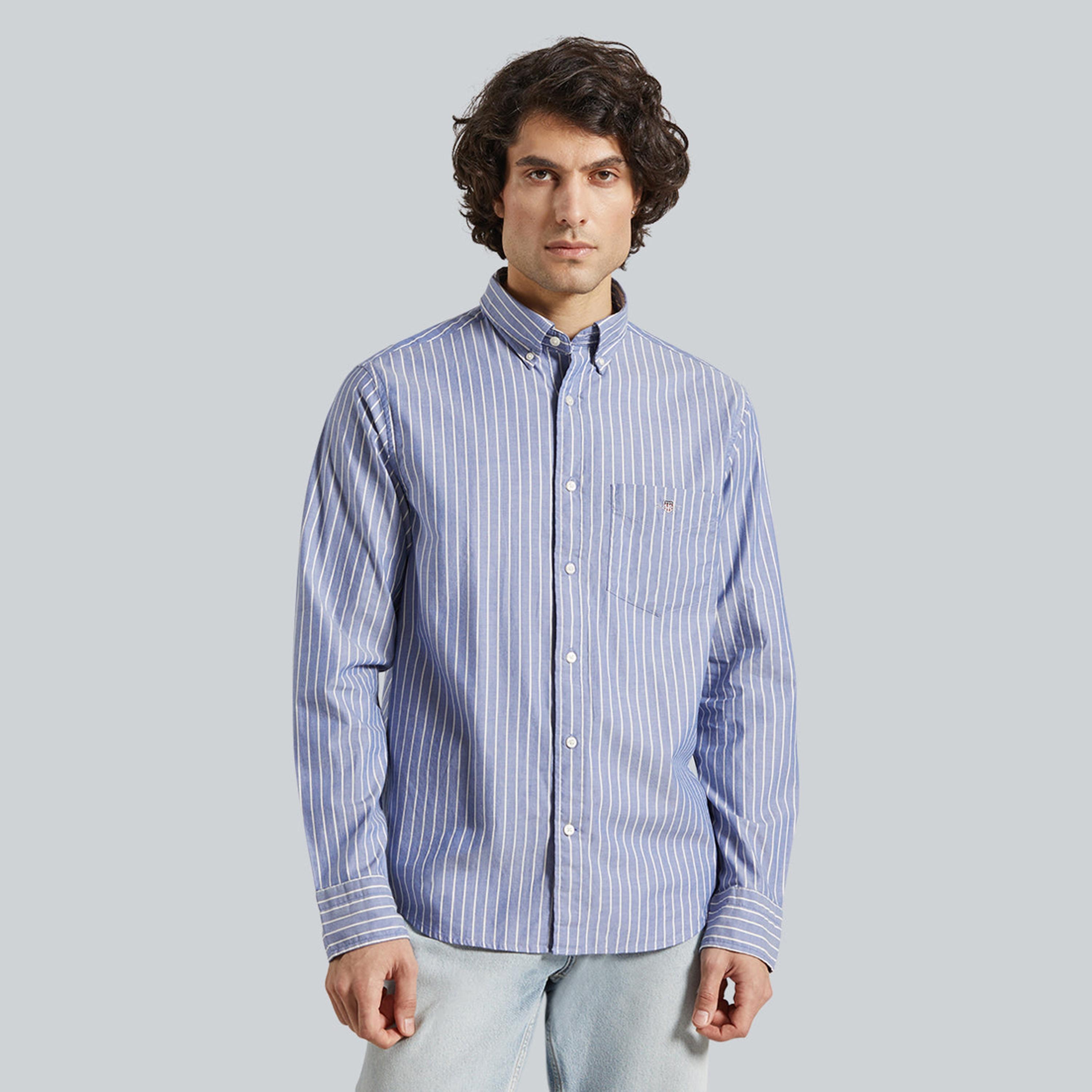 Gant Striped Regular Fit Long Sleeves Button-Down Collar Men's Shirt-men-clothing-shirts-image-5