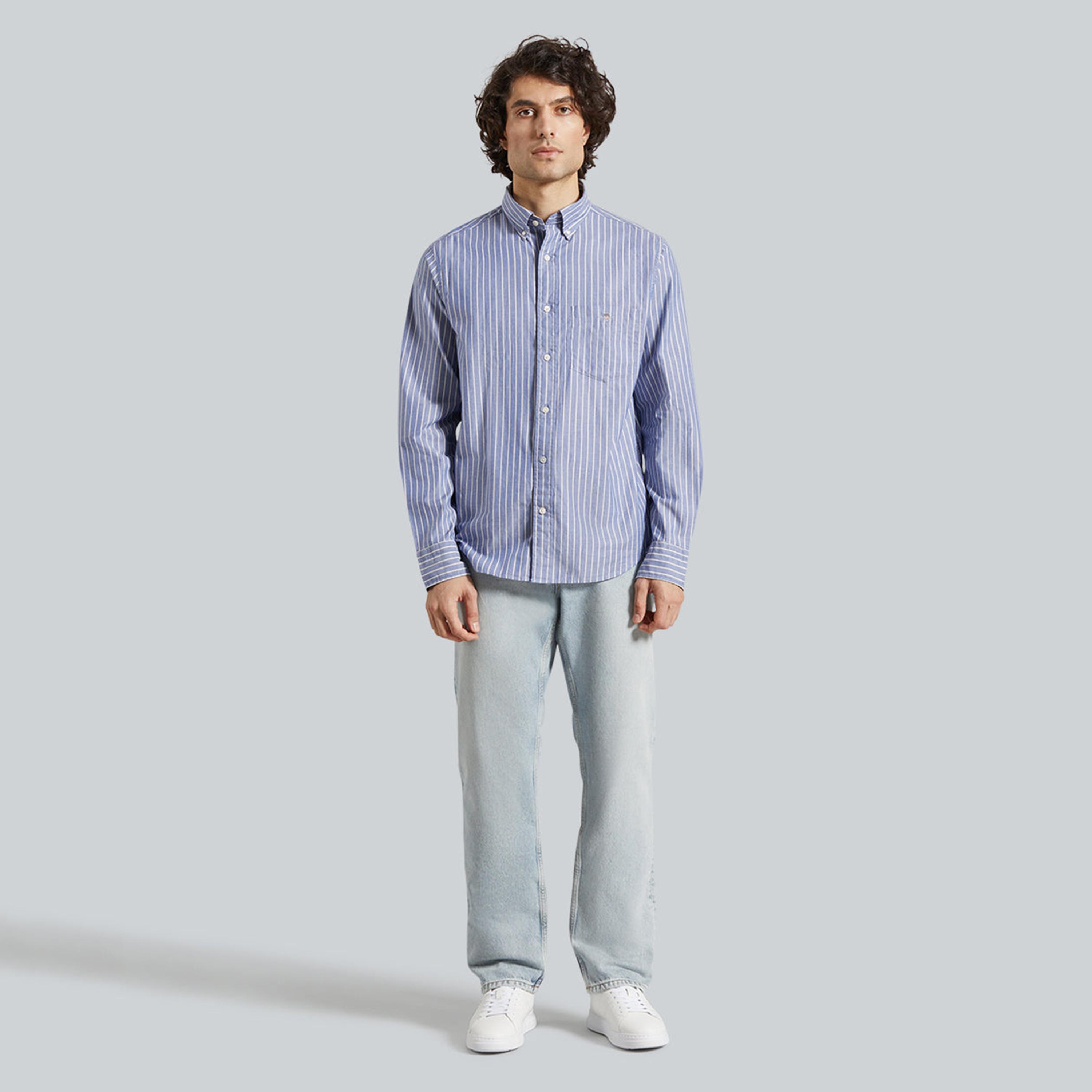 Gant Striped Regular Fit Long Sleeves Button-Down Collar Men's Shirt-men-clothing-shirts-image-7