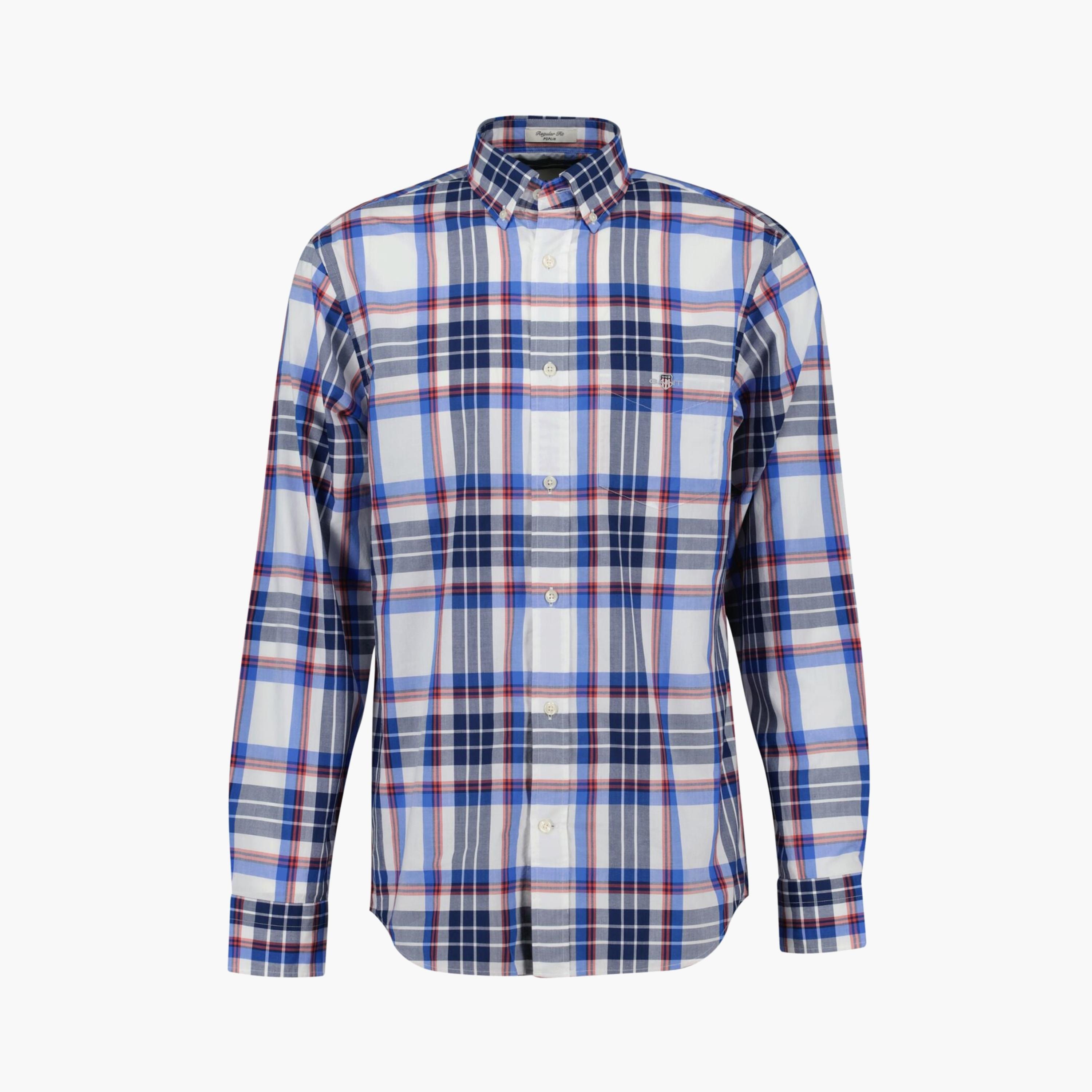 Gant Regular Fit Checked Button-Down Collar Long Sleeves Men's Shirt-men-clothing-shirts-image-1