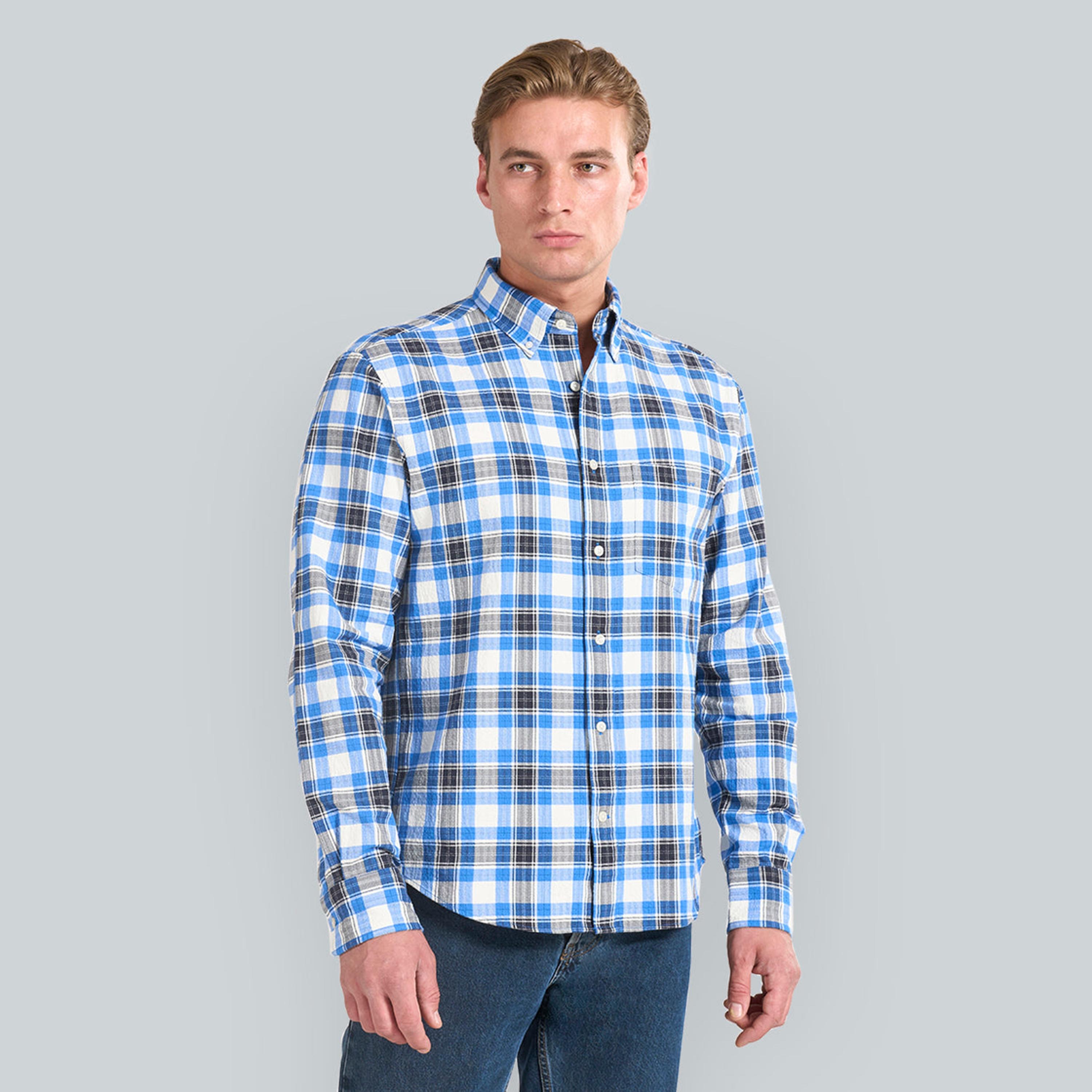 Gant Regular Fit Checked Button-Down Collar Long Sleeves Men's Shirt-men-clothing-shirts-image-1