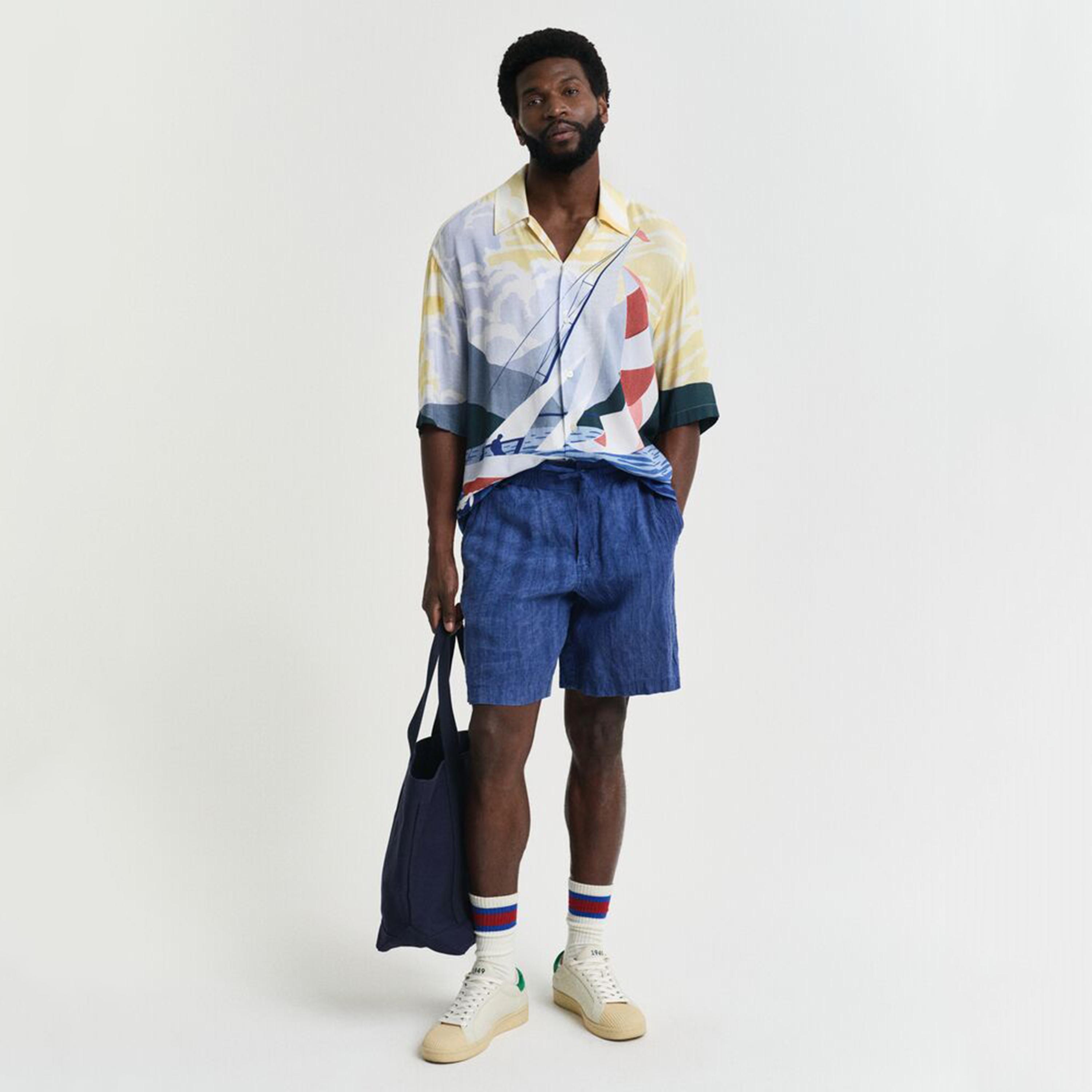 Gant Printed Relaxed Fit Short Sleeves Resort Collar Men's Shirt-men-clothing-shirts-image-3