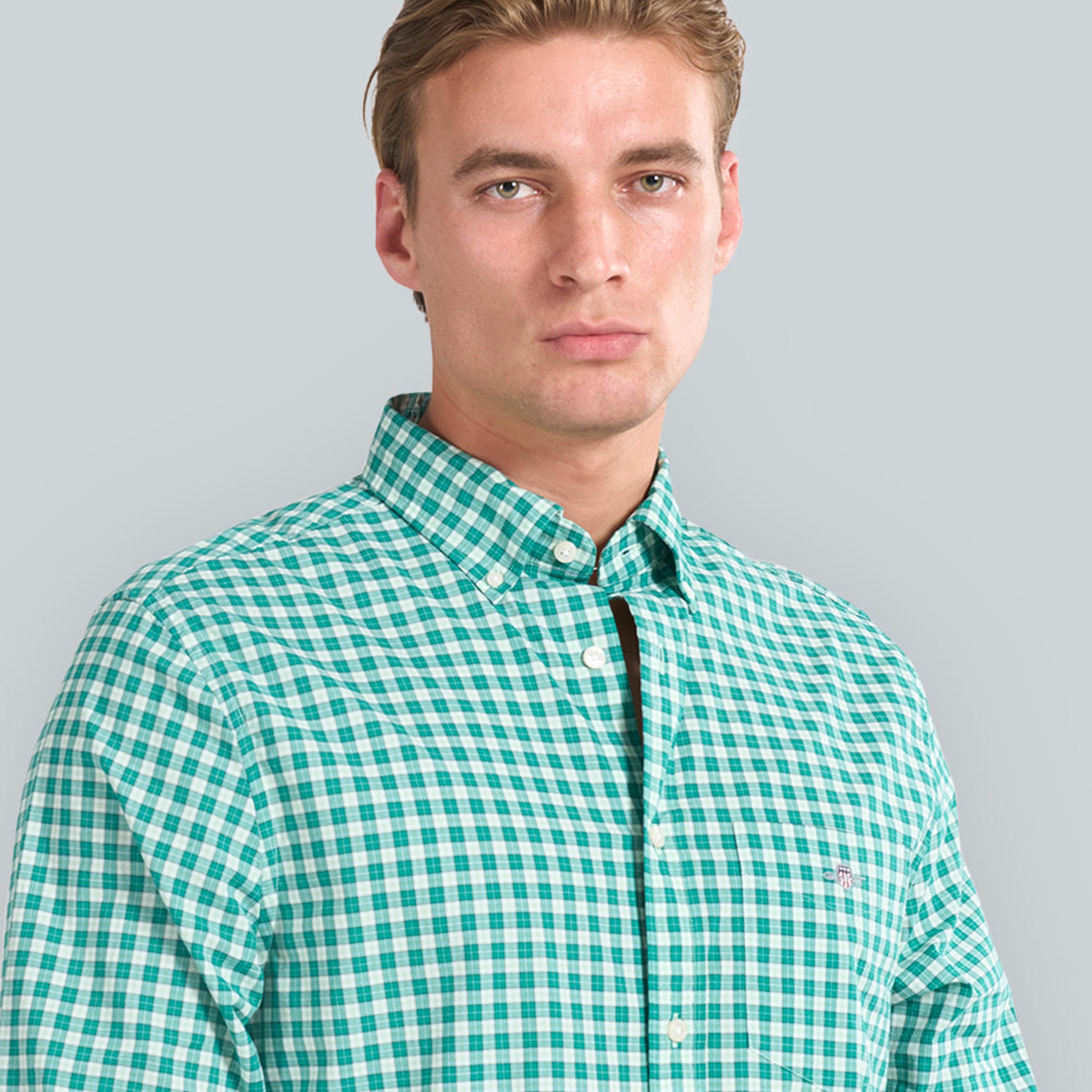 Gant Checked Regular Fit Long Sleeves Poplin Button-Down Collar Men's Shirt-men-clothing-shirts-image-2