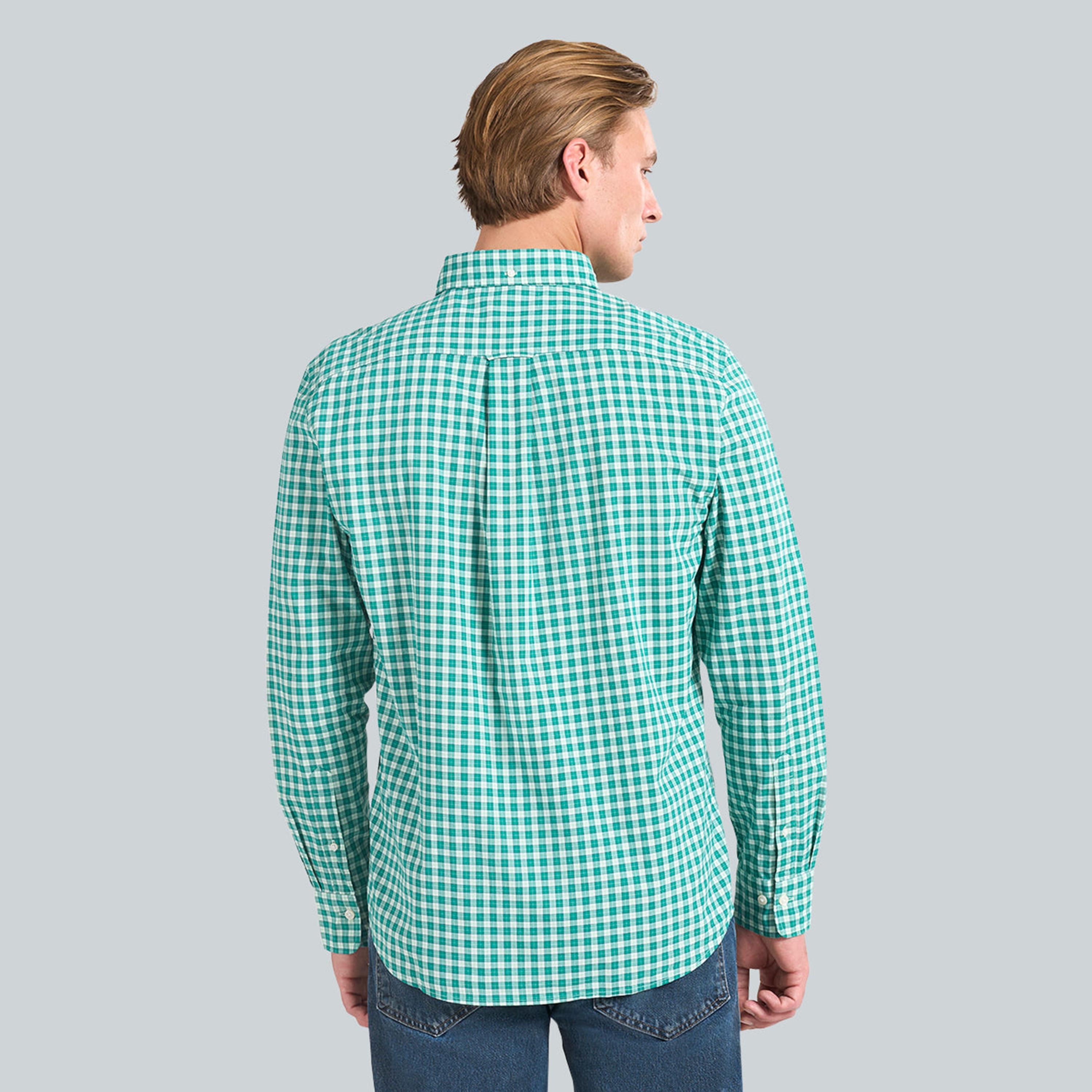 Gant Checked Regular Fit Long Sleeves Poplin Button-Down Collar Men's Shirt-men-clothing-shirts-image-4