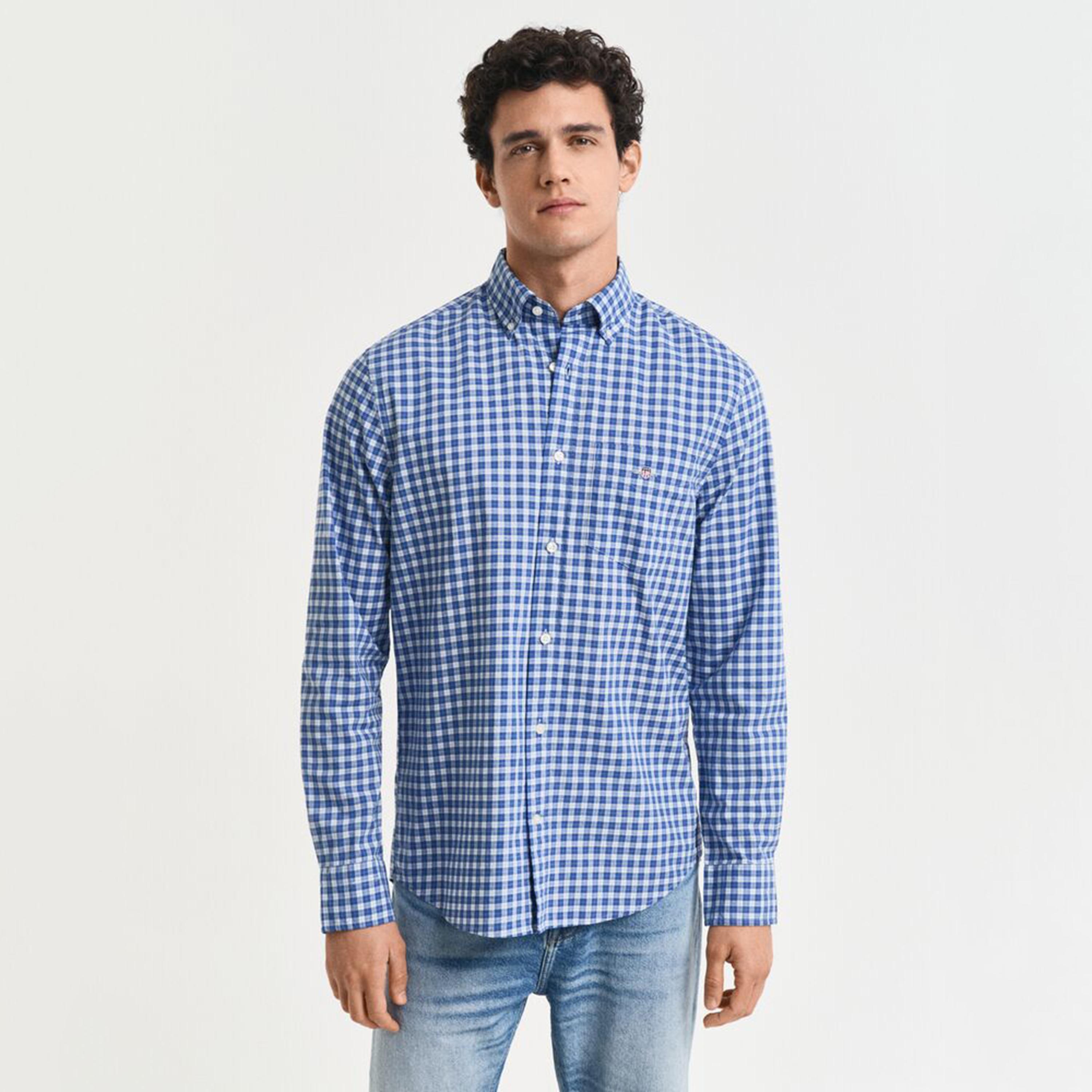 Gant Checked Regular Fit Long Sleeves Poplin Button-Down Collar Men's Shirt-men-clothing-shirts-image-5