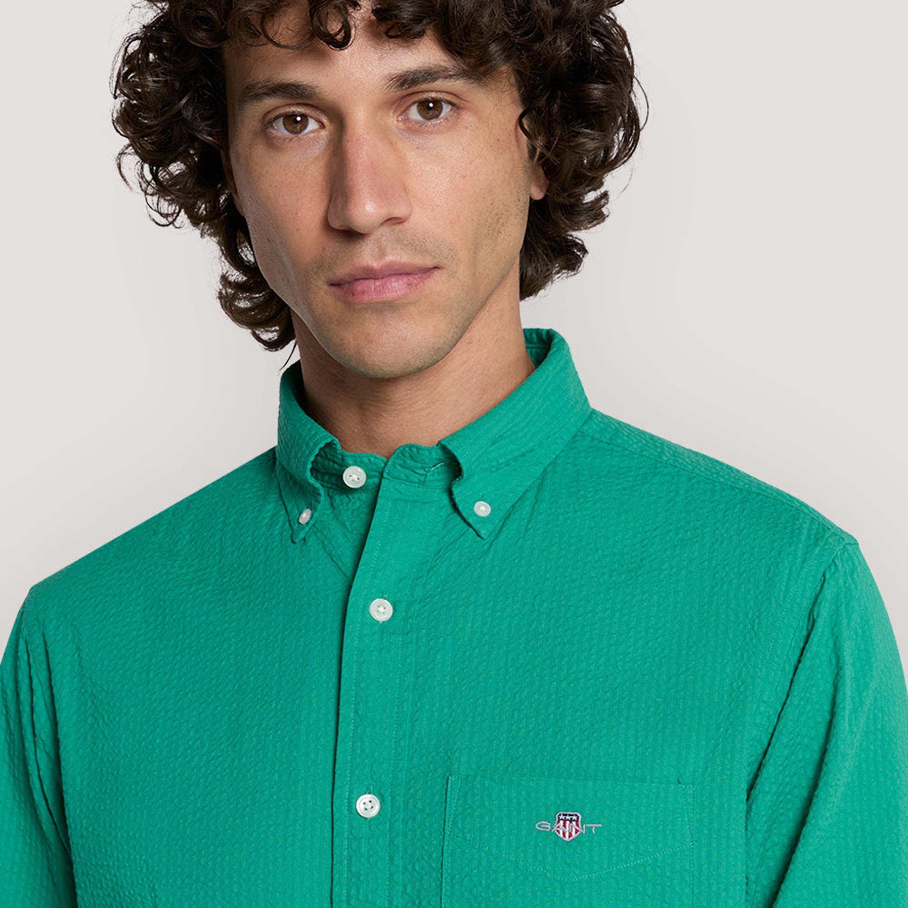 Gant Textured Regular Fit Long Sleeves Seersucker Button-Down Collar Men's Shirt-men-clothing-shirts-image-2