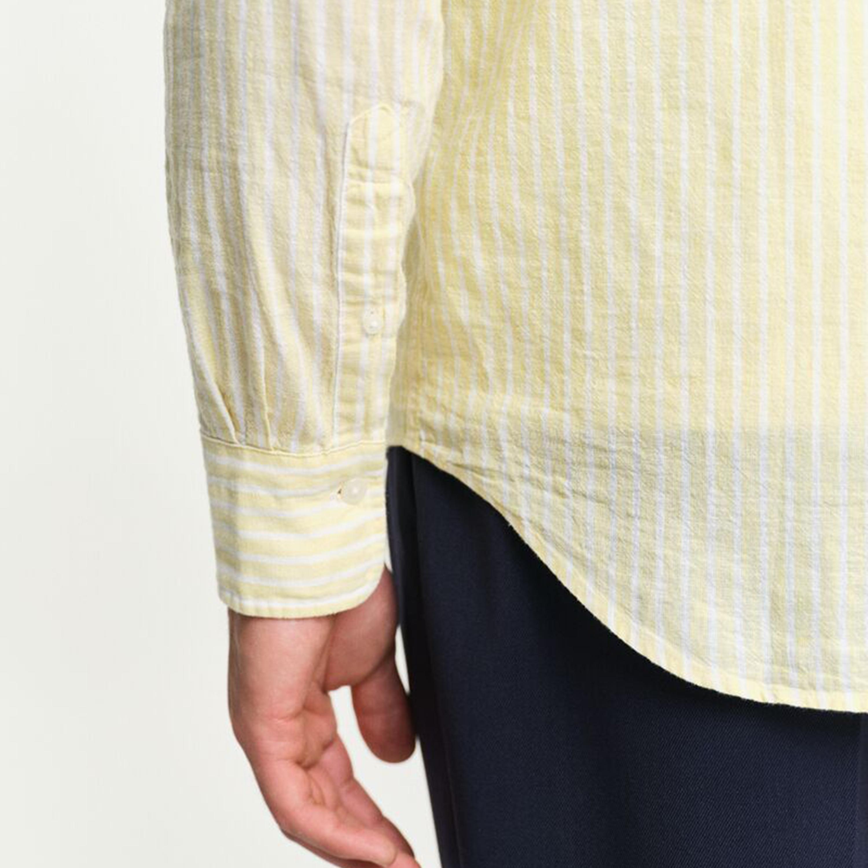 قميص رجالي مخطط من مزيج الكتان بقصة عادية وياقة وأزرار وأكمام طويلة من جانت-men-clothing-shirts-image-8