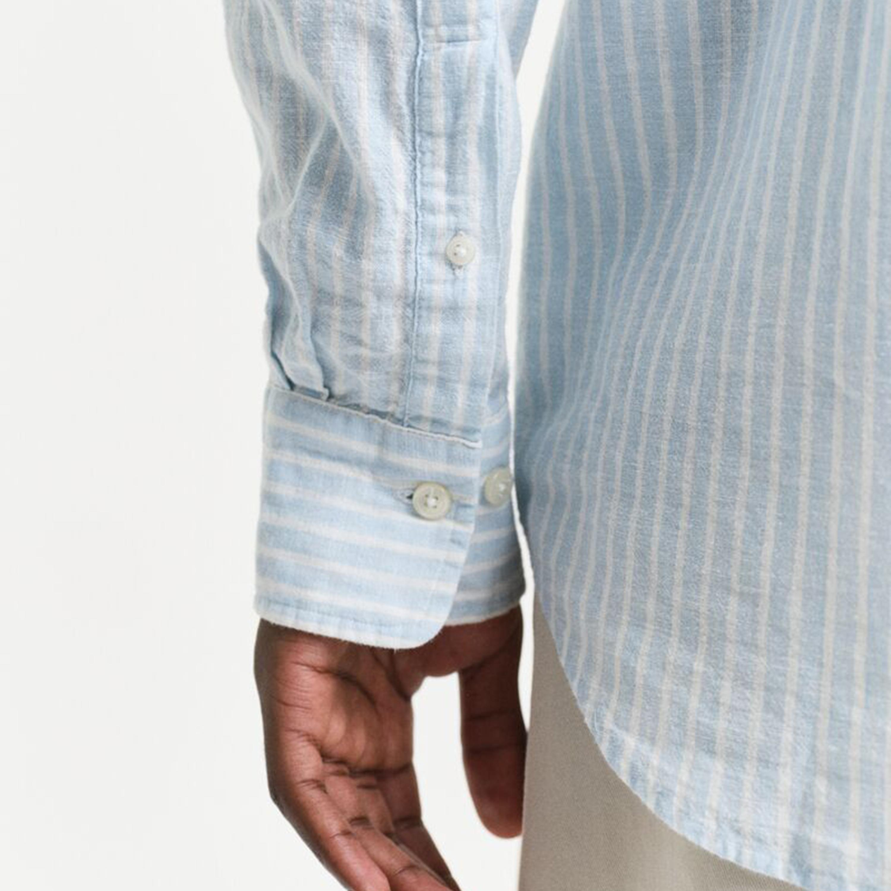 قميص رجالي مخطط من مزيج الكتان بقصة عادية وياقة وأزرار وأكمام طويلة من جانت-men-clothing-shirts-image-10