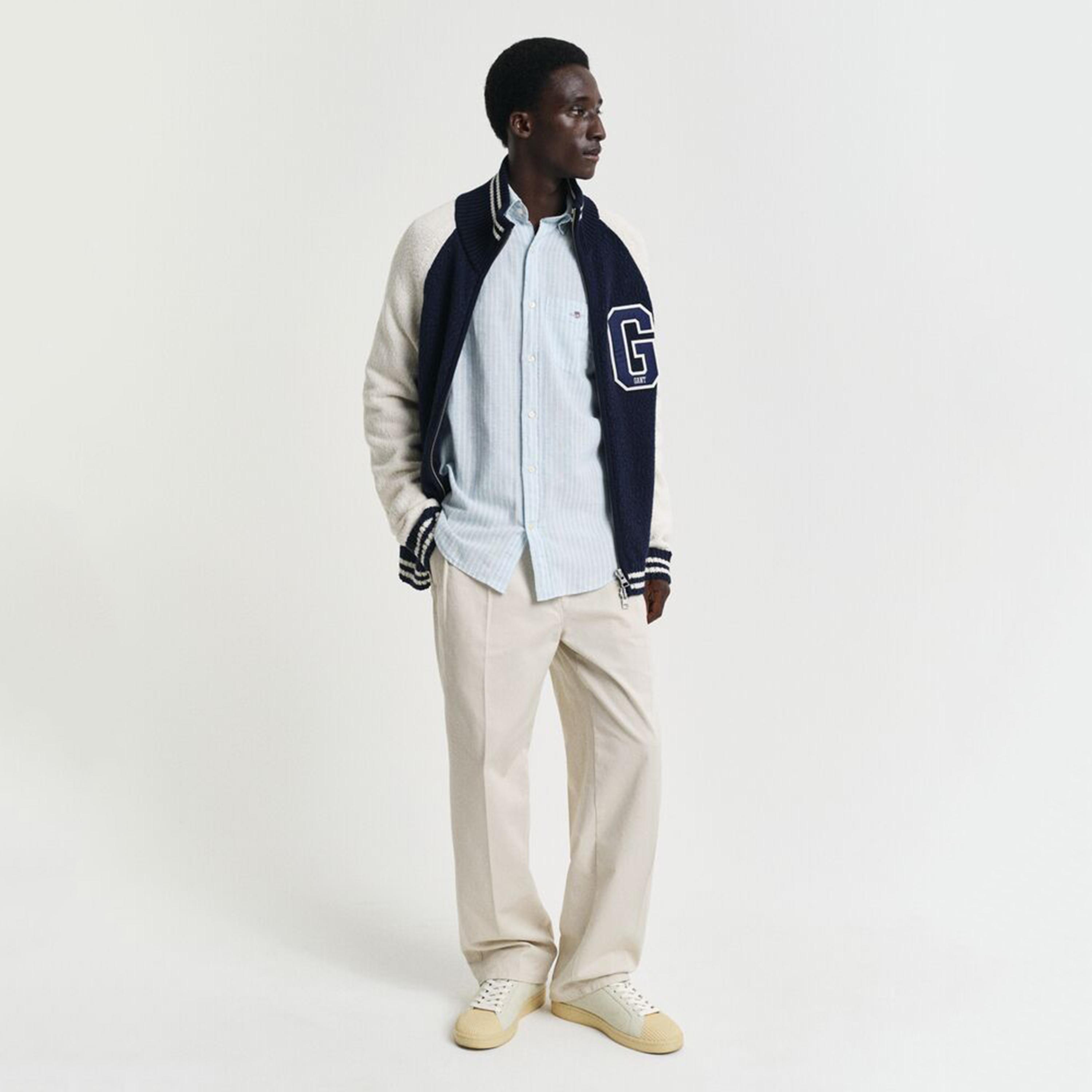 قميص رجالي مخطط من مزيج الكتان بقصة عادية وياقة وأزرار وأكمام طويلة من جانت-men-clothing-shirts-image-11