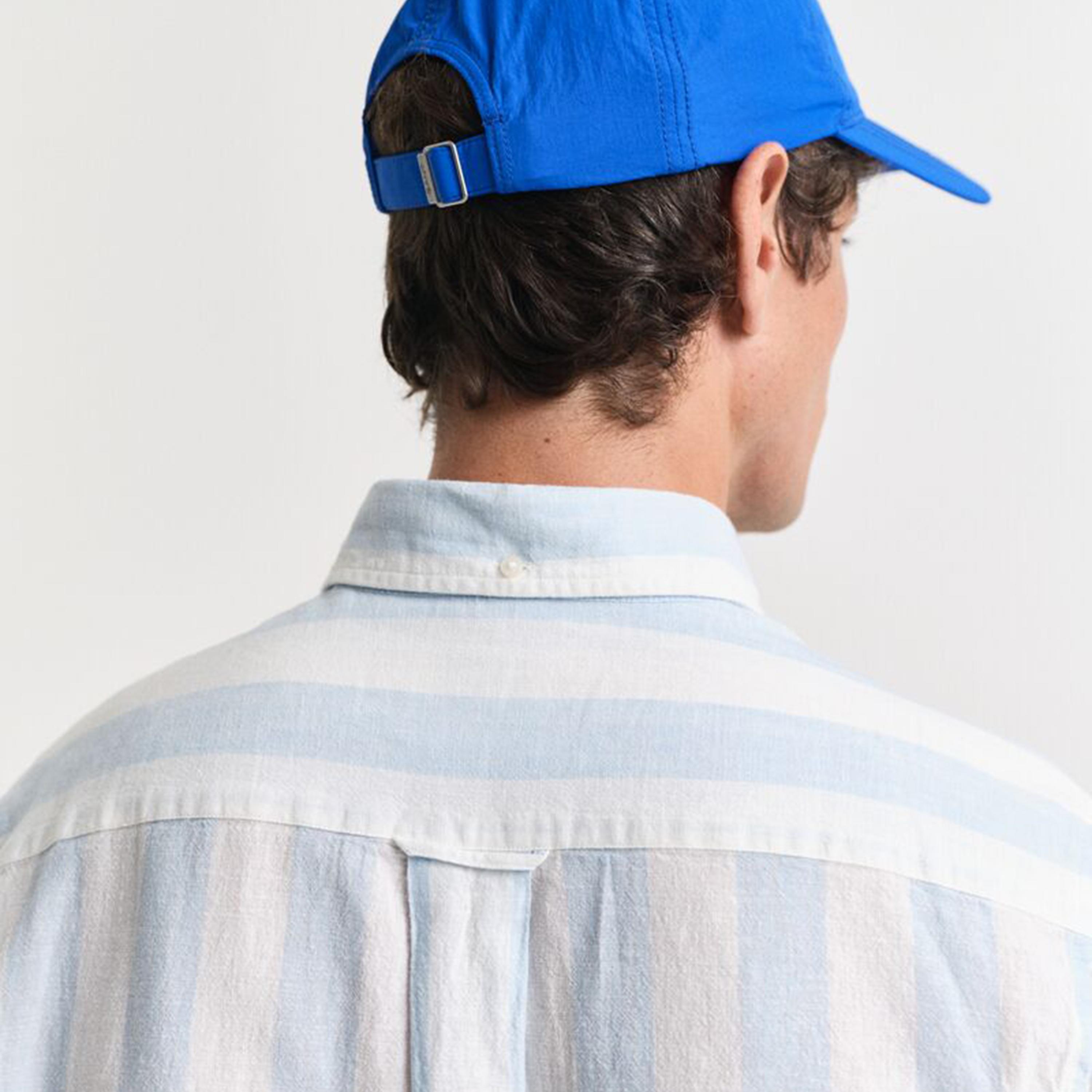 قميص رجالي مخطط من مزيج الكتان بقصة عادية وياقة وأزرار وأكمام طويلة من جانت-men-clothing-shirts-image-3