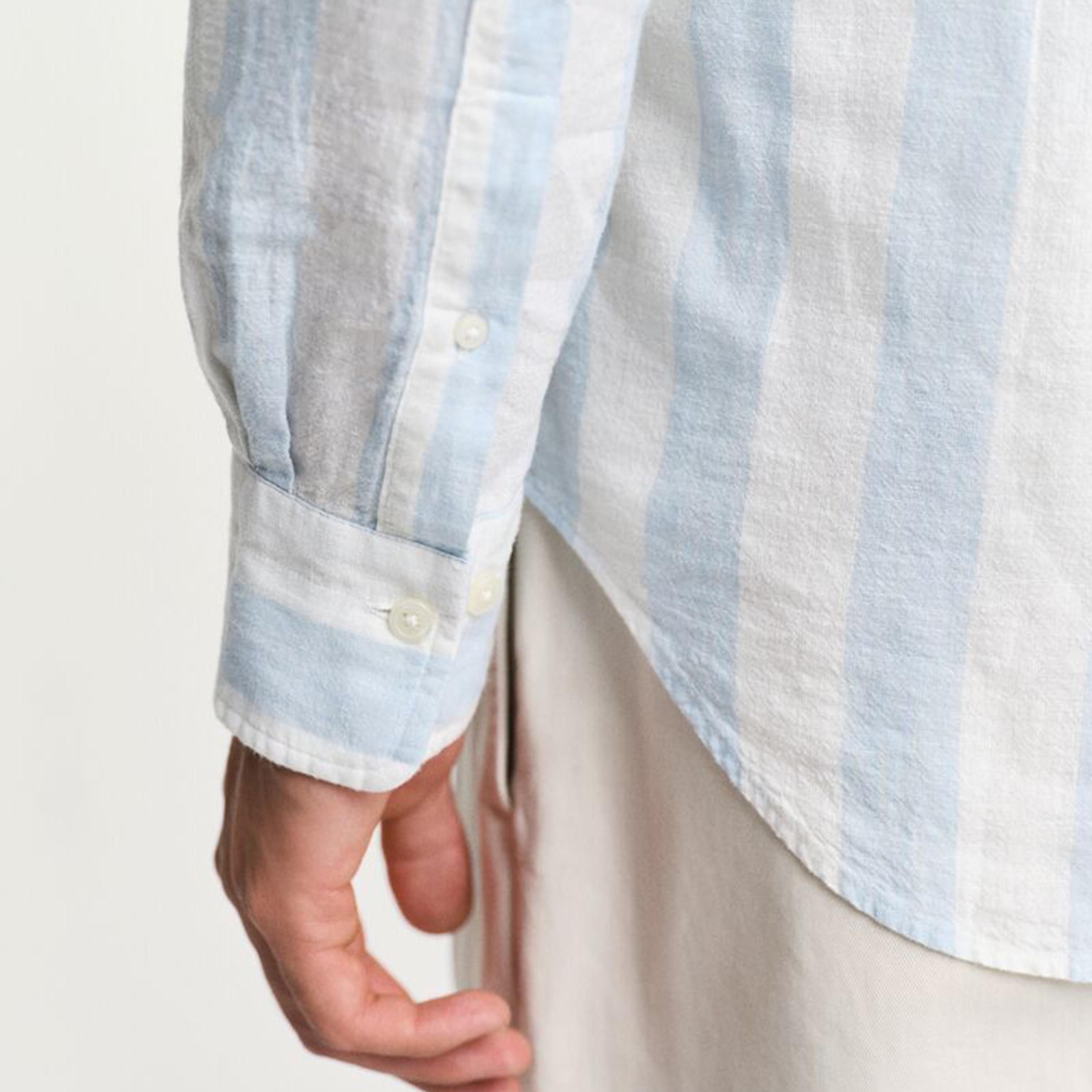 قميص رجالي مخطط من مزيج الكتان بقصة عادية وياقة وأزرار وأكمام طويلة من جانت-men-clothing-shirts-image-4