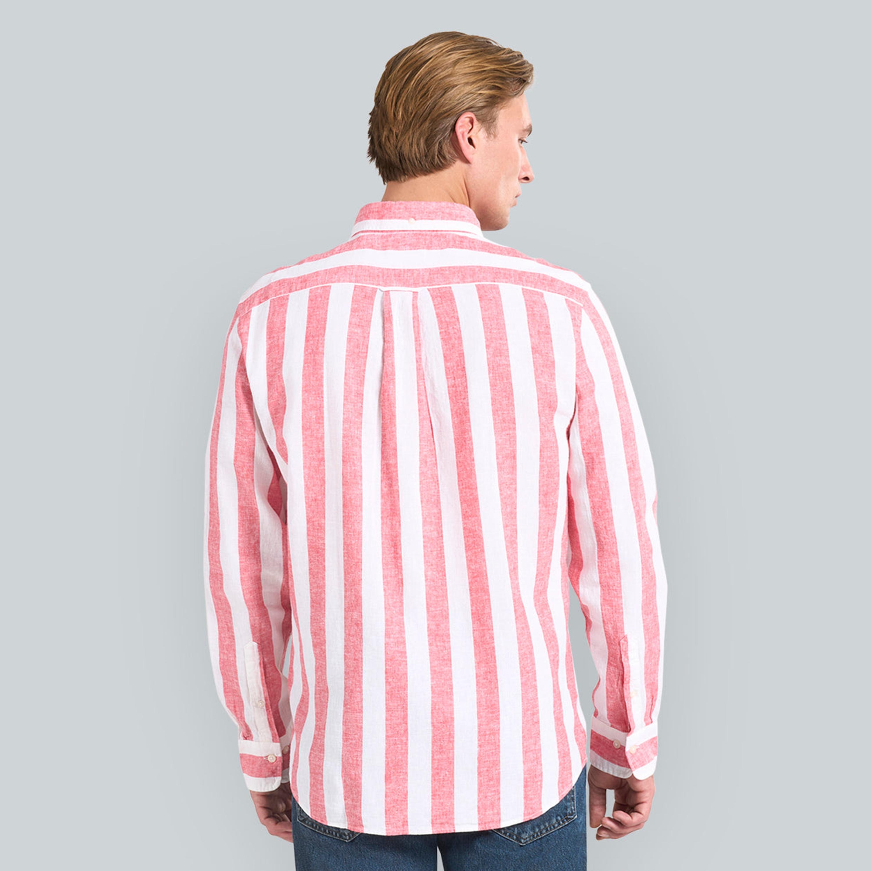 قميص رجالي مخطط من مزيج الكتان بقصة عادية وياقة وأزرار وأكمام طويلة من جانت-men-clothing-shirts-image-8