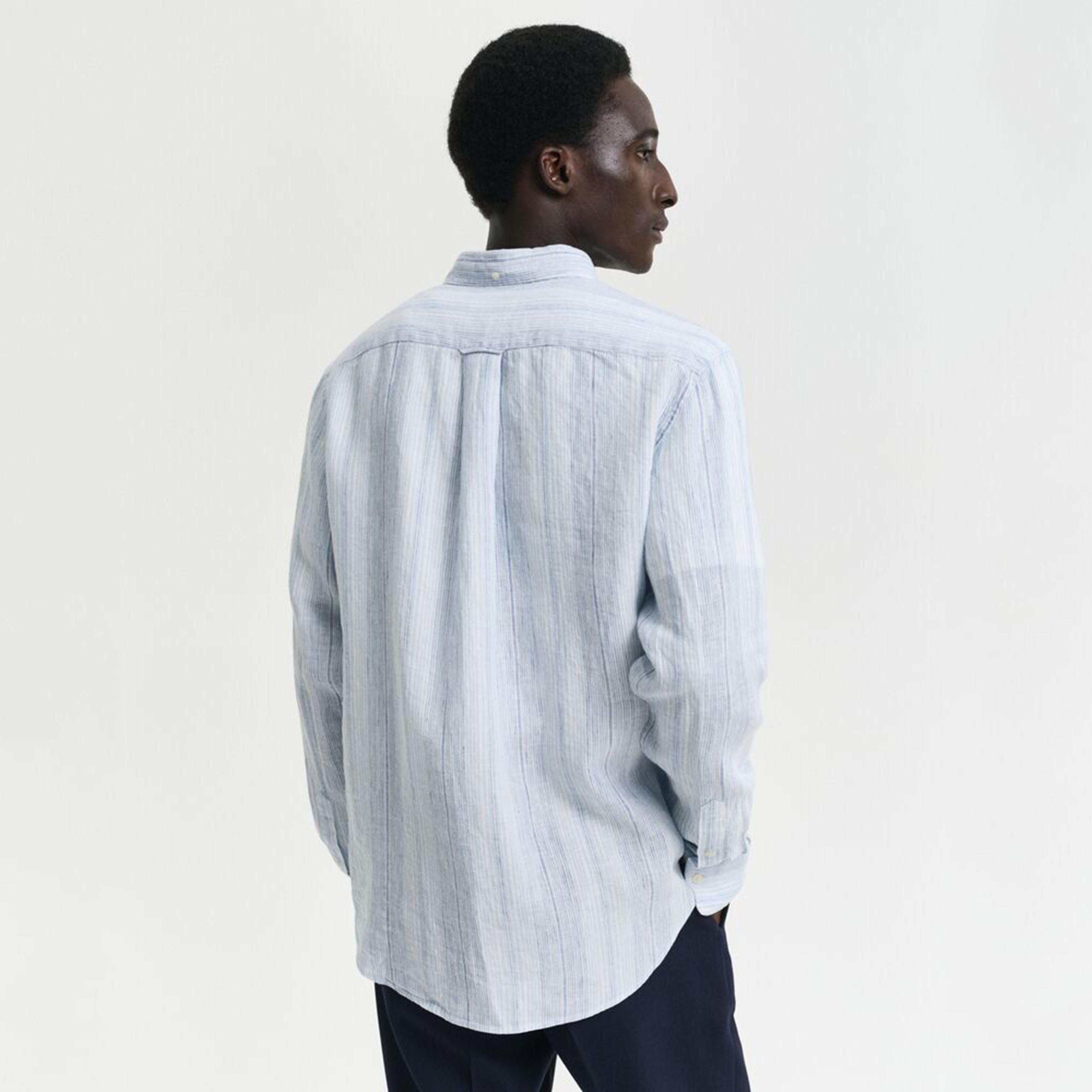 Gant Striped Regular Fit Long Sleeves Linen Button-Down Collar Men's Shirt-men-clothing-shirts-image-4