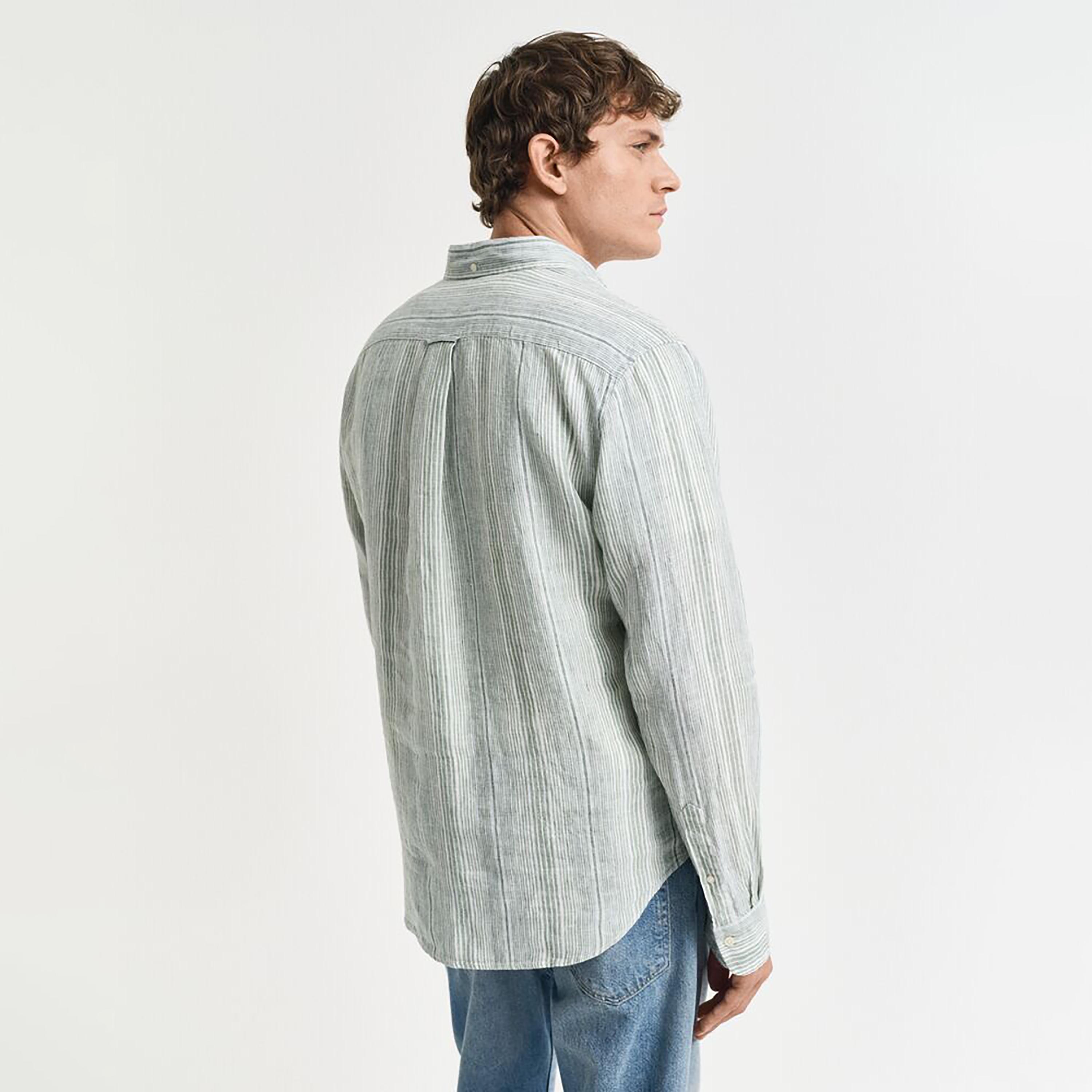 قميص رجالي مخطط بقصّة عادية وأزرار وأكمام طويلة من جانت-men-clothing-shirts-image-4