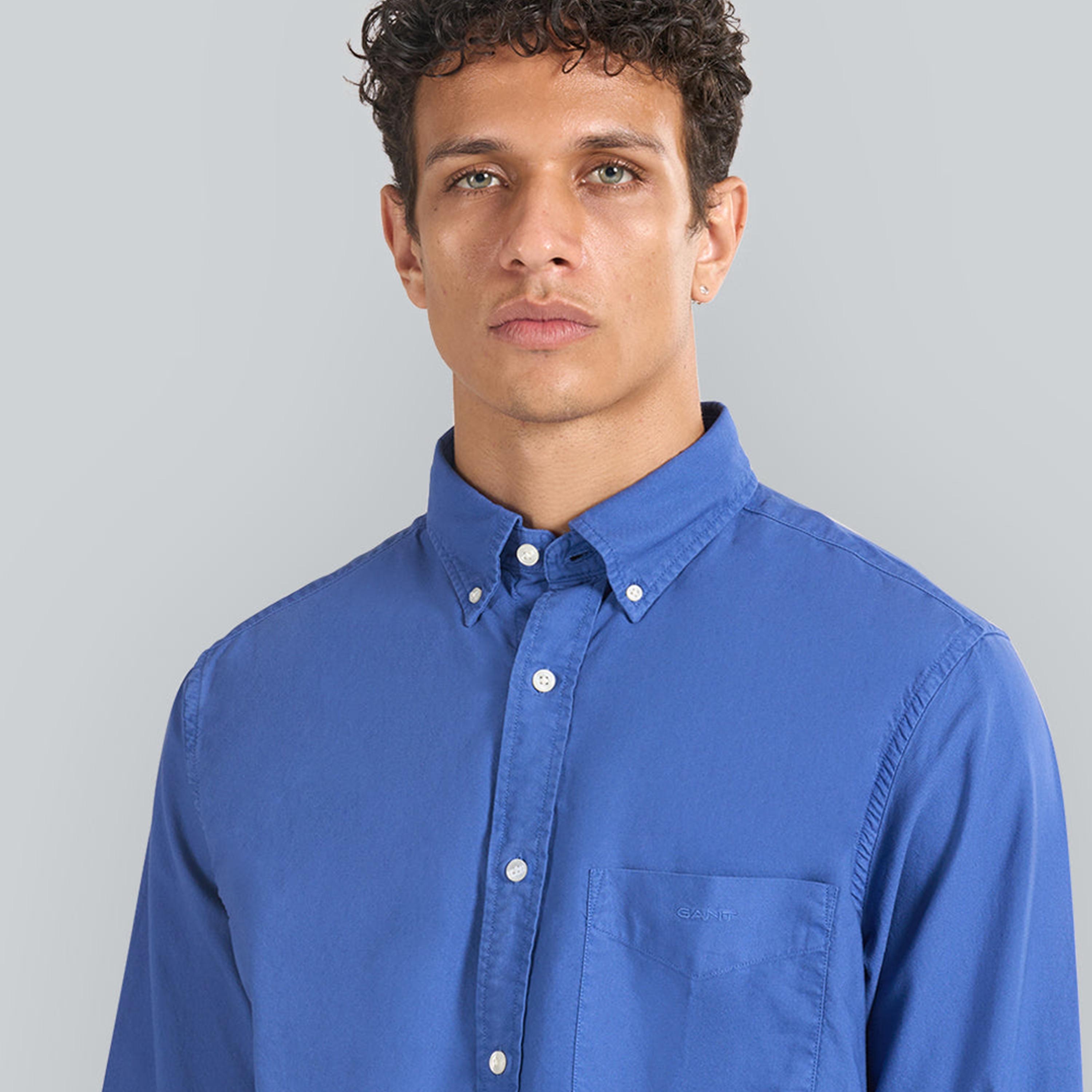 قميص رجالي بقصة عادية بياقة بأزرار سفلية سادة وأكمام طويلة من جانت.-men-clothing-shirts-image-2
