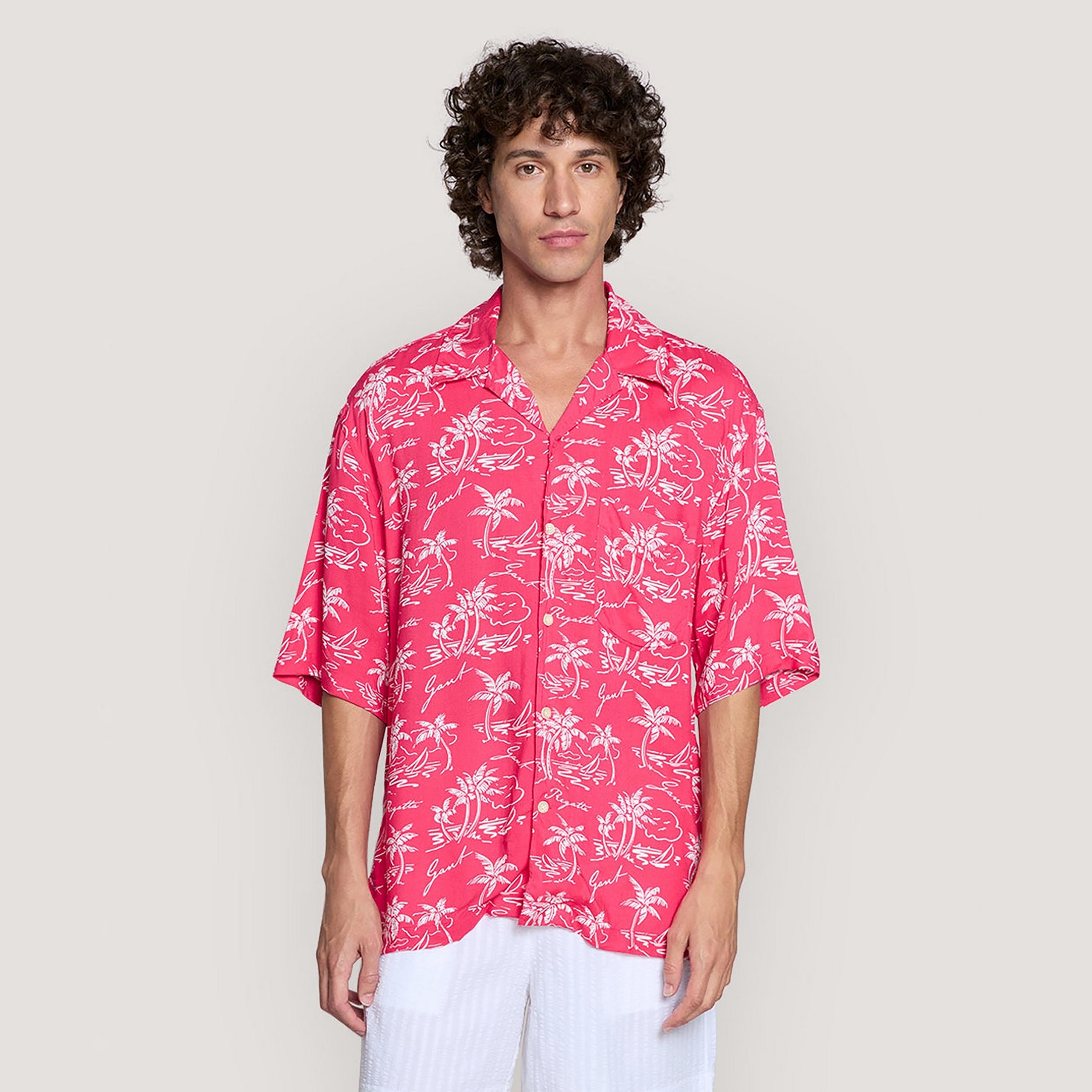 Gant Relaxed Fit Tropical Print Resort Collar Short Sleeves Men's Shirt-men-clothing-shirts-image-1