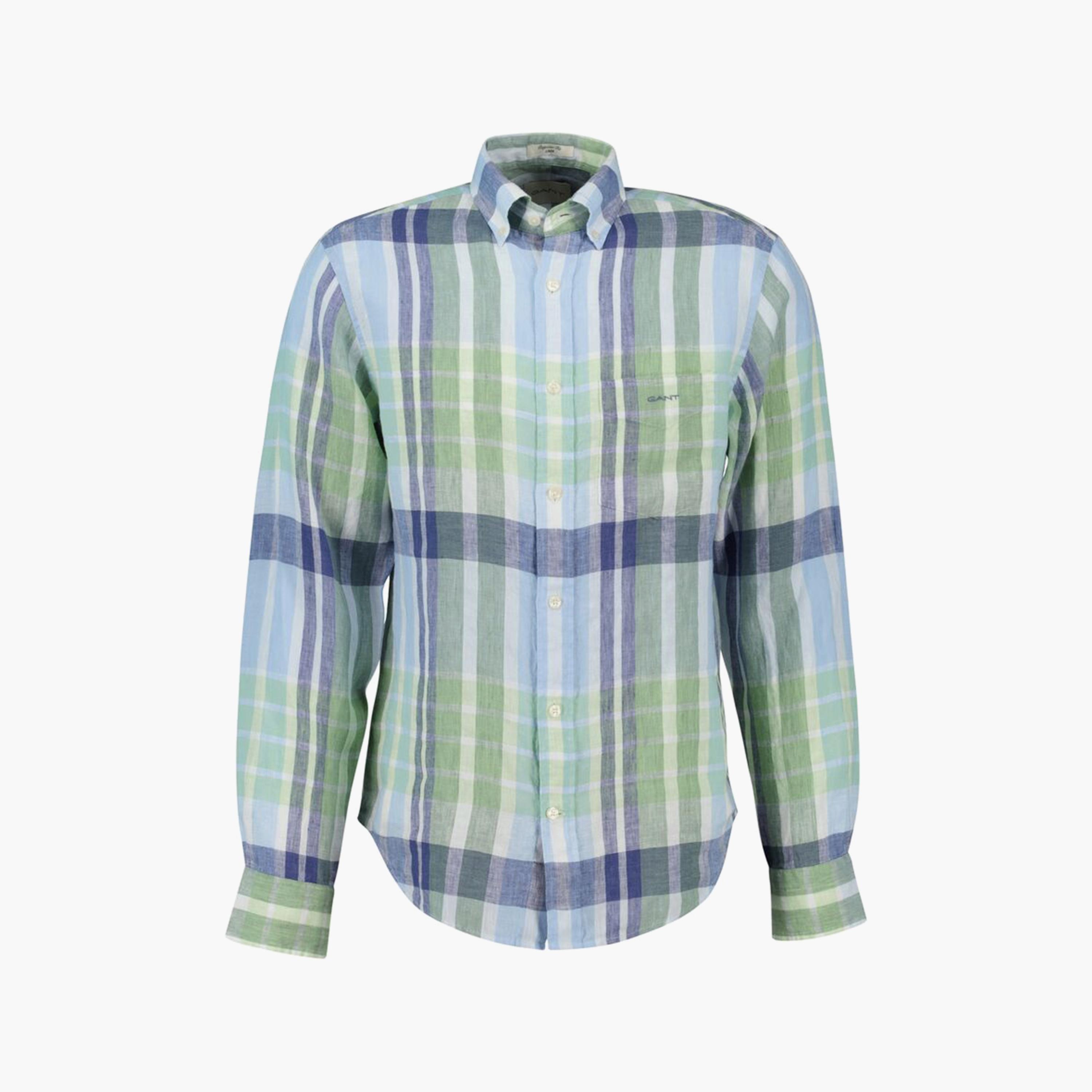 قميص رجالي كاروهات من الكتان بقصة عادية وياقة وأزرار وأكمام طويلة من جانت-men-clothing-shirts-image-2