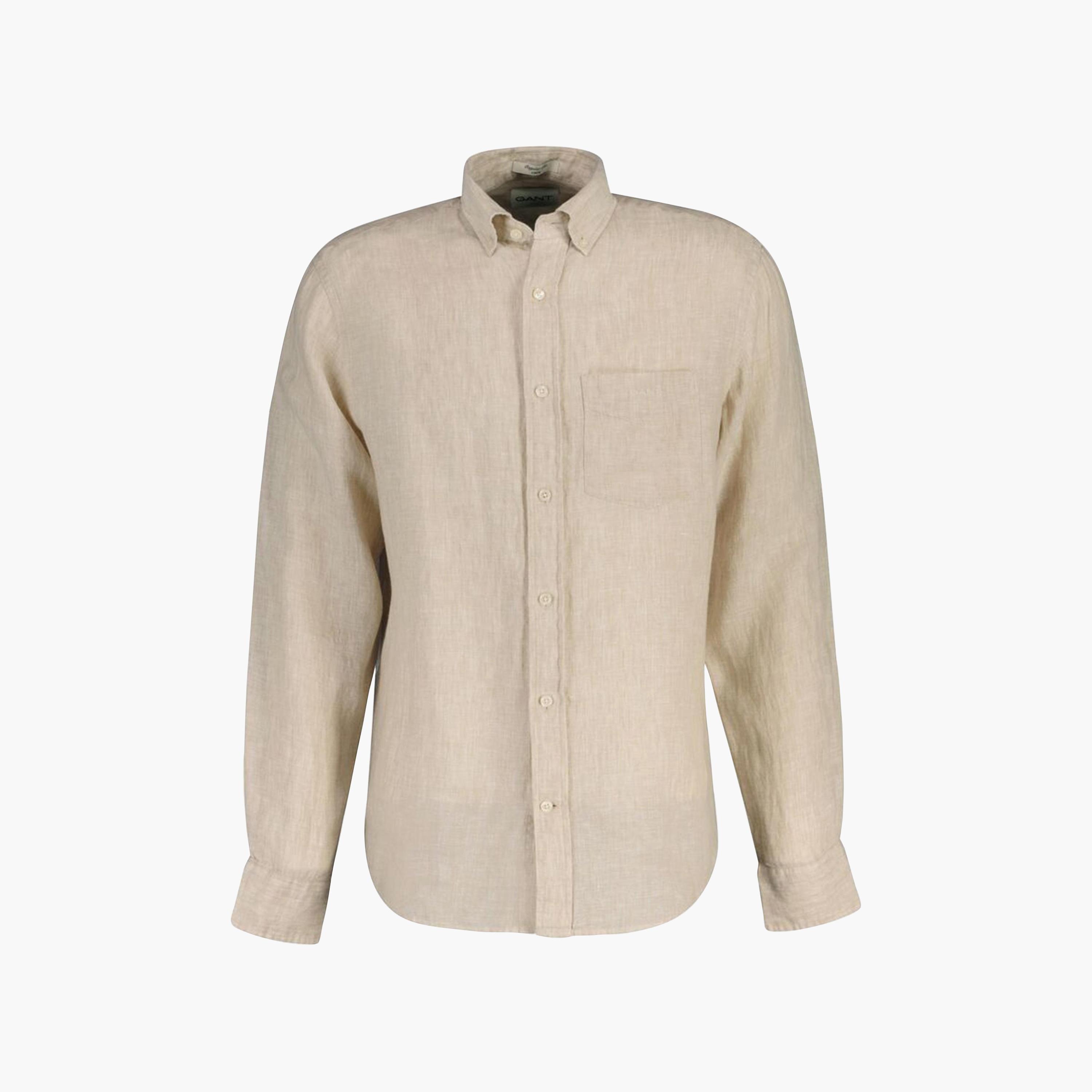 Gant Regular Fit Plain Button-Down Collar Long Sleeves Men's Linen Shirt-men-clothing-shirts-image-6