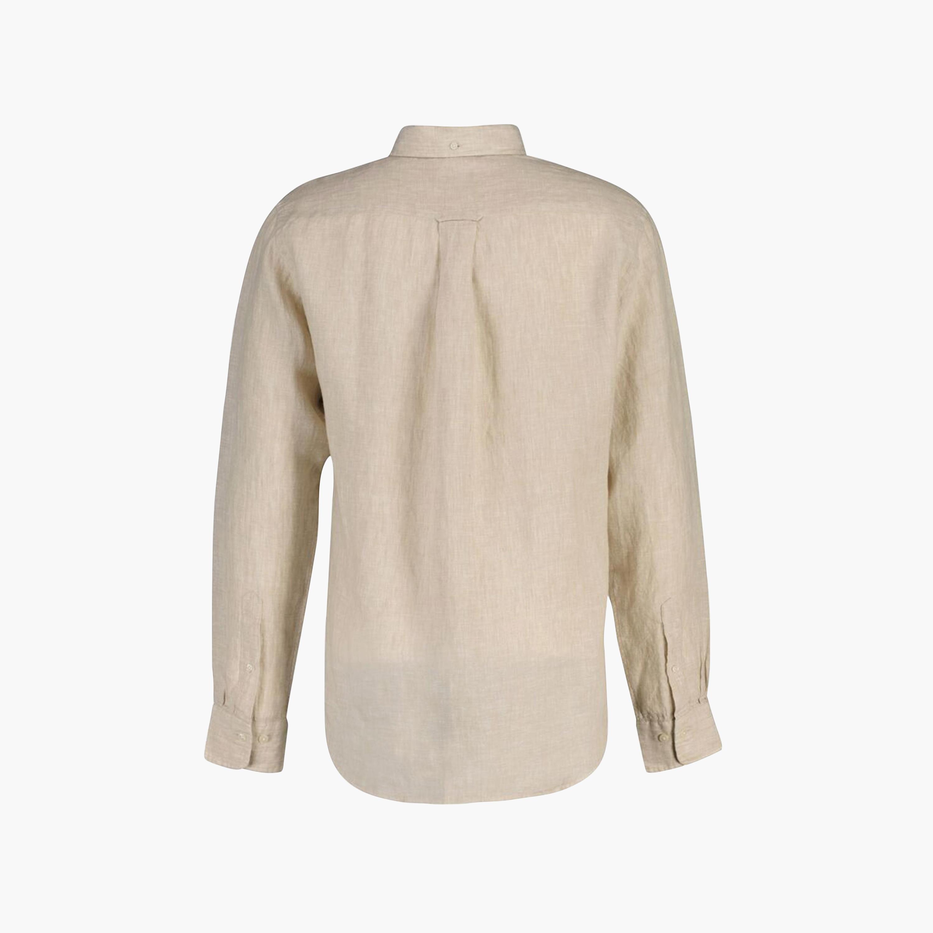 Gant Regular Fit Plain Button-Down Collar Long Sleeves Men's Linen Shirt-men-clothing-shirts-image-7