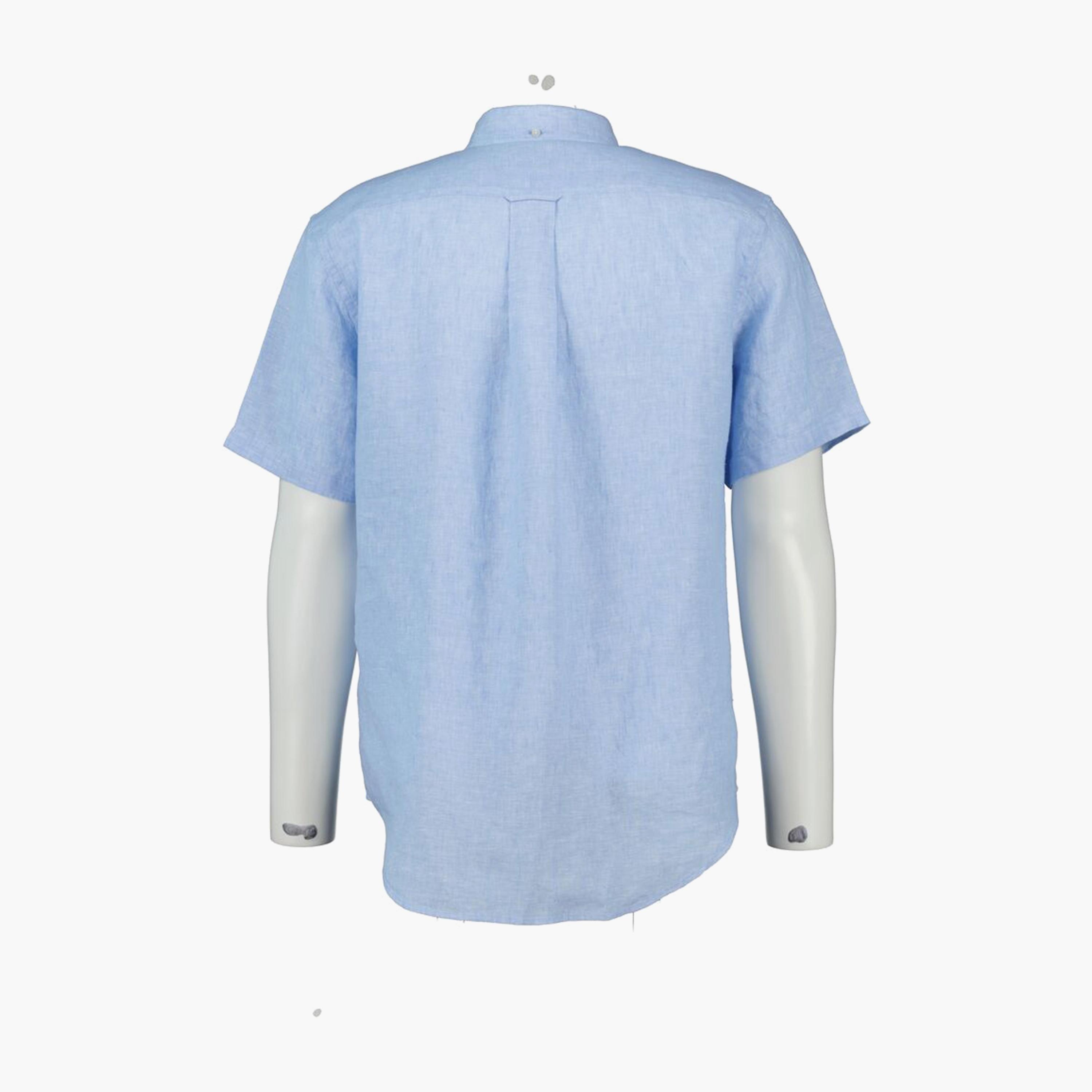 قميص رجالي من الكتان السادة بقصة عادية وياقة وأزرار وأكمام قصيرة من جانت-men-clothing-shirts-image-4