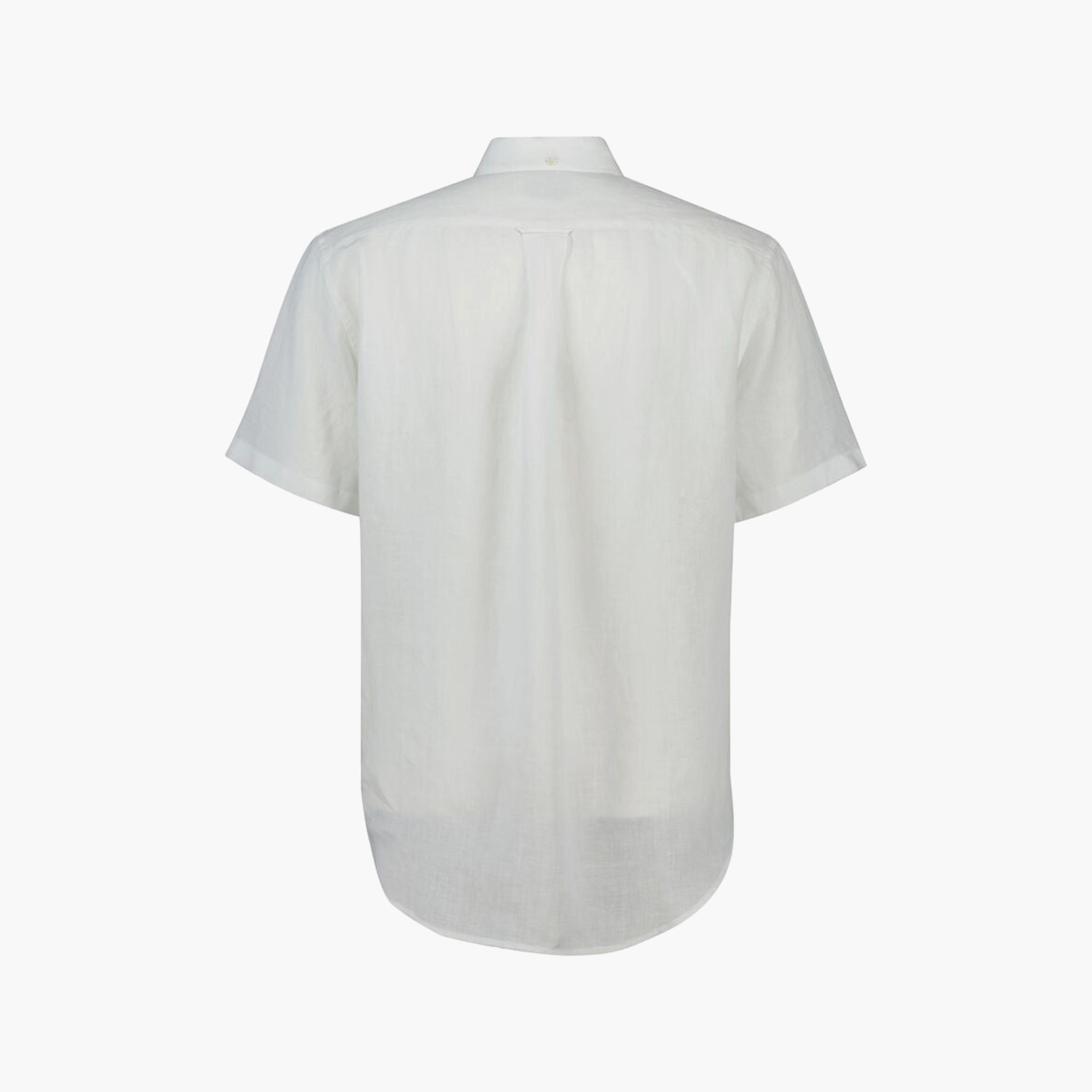 Gant Regular Fit Plain Button-Down Collar Short Sleeves Men's Linen Shirt-men-clothing-shirts-image-2