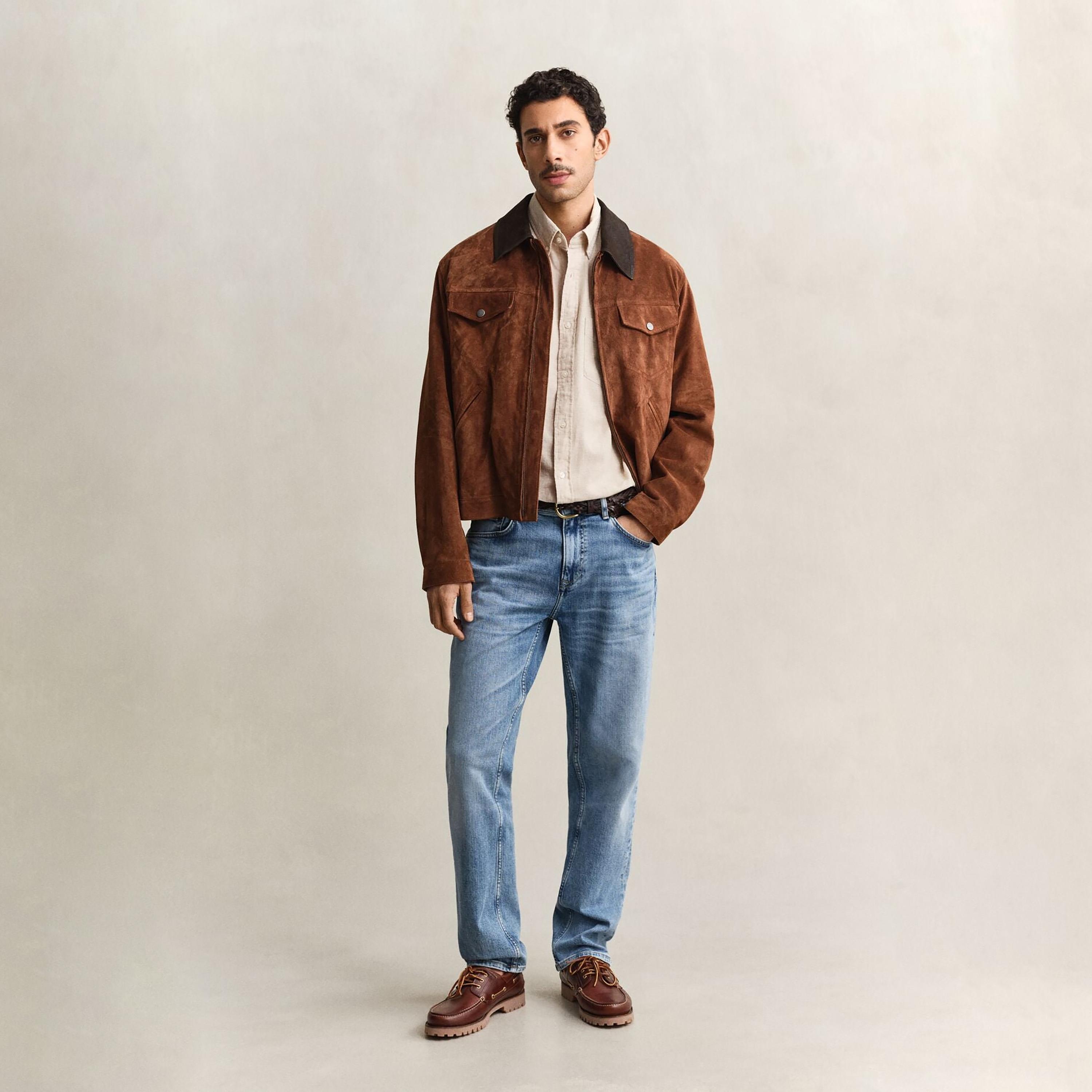 Gant Plain Regular Fit Long Sleeves Linen Button-Down Collar Men's Shirt-men-clothing-shirts-image-8