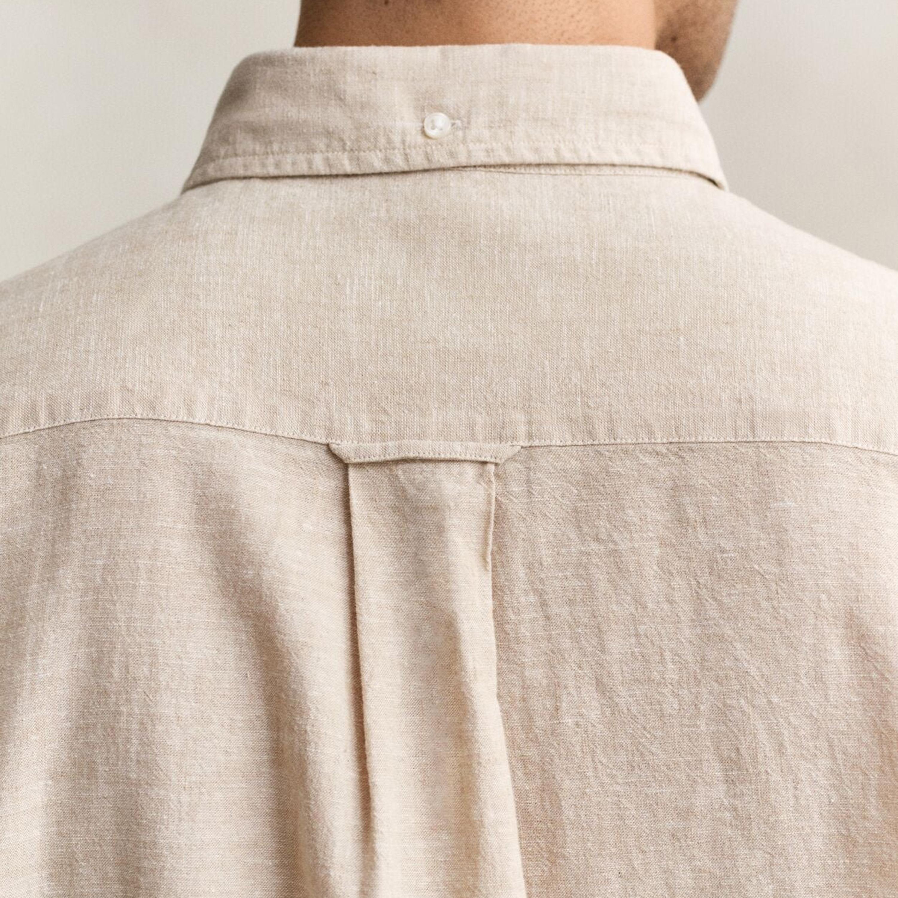 Gant Plain Regular Fit Long Sleeves Linen Button-Down Collar Men's Shirt-men-clothing-shirts-image-9