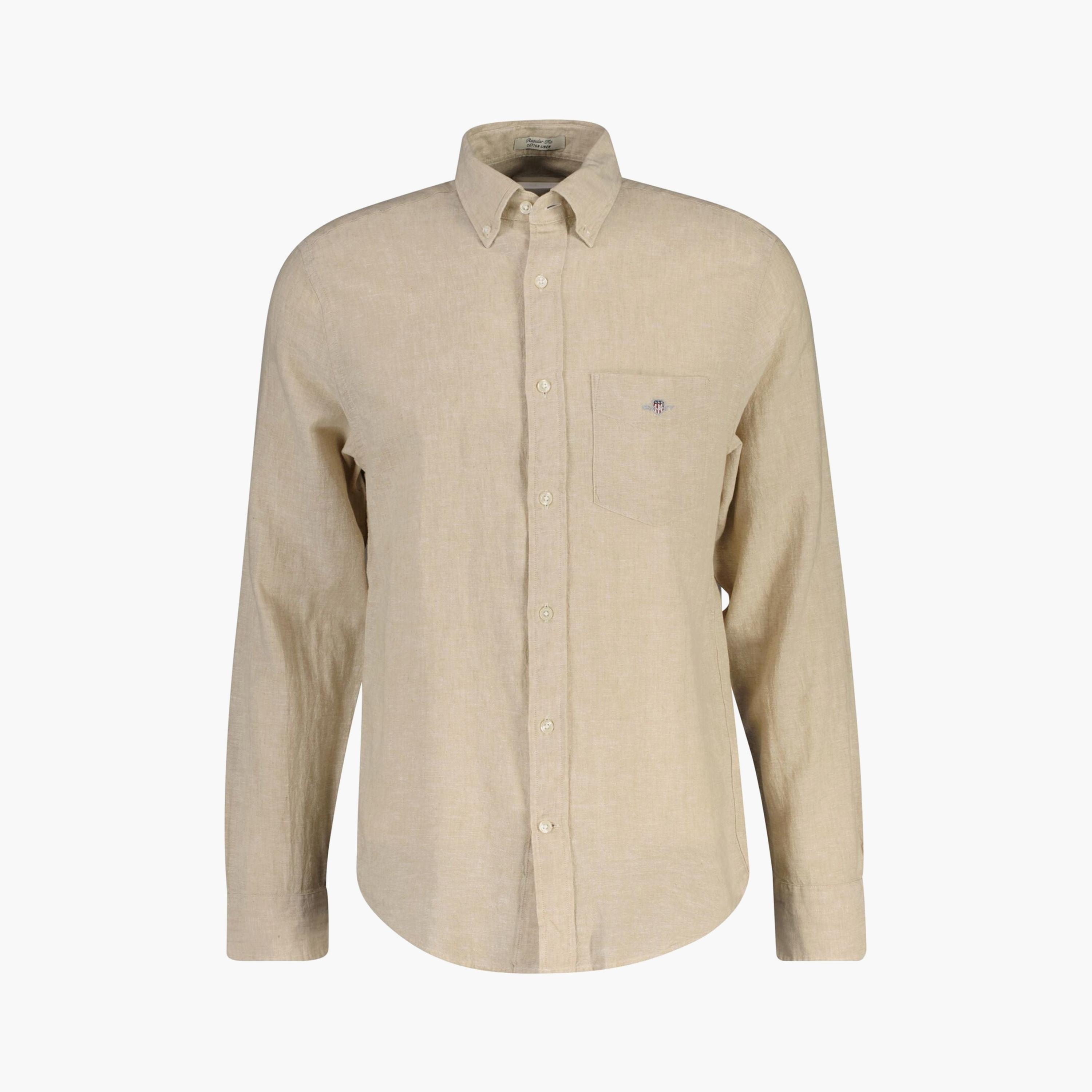 Gant Plain Regular Fit Long Sleeves Linen Button-Down Collar Men's Shirt-men-clothing-shirts-image-12