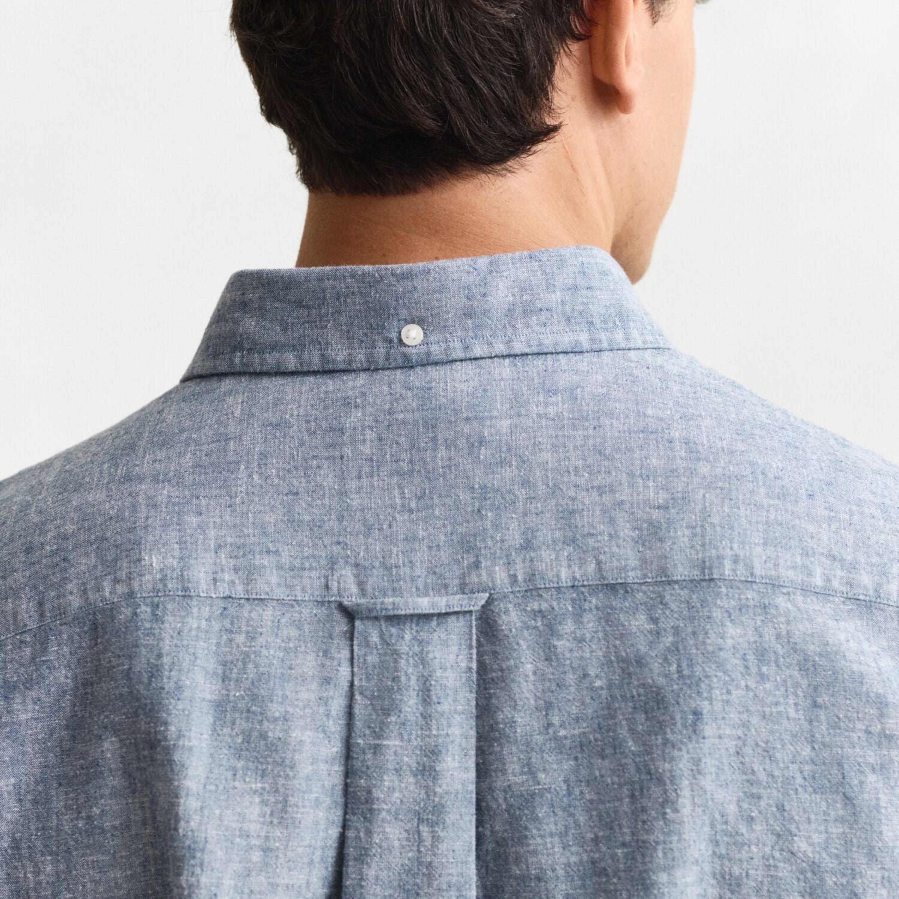 Gant Plain Regular Fit Long Sleeves Linen Button-Down Collar Men's Shirt-men-clothing-shirts-image-21