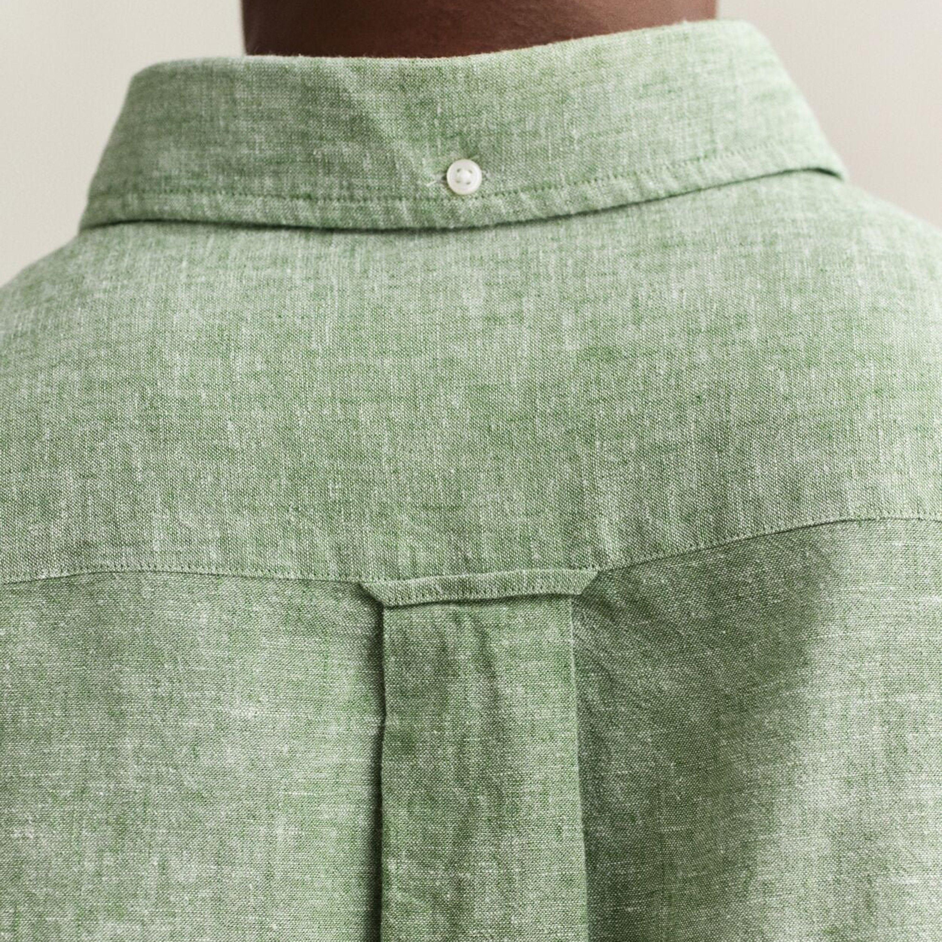 Gant Plain Regular Fit Long Sleeves Linen Button-Down Collar Men's Shirt-men-clothing-shirts-image-18