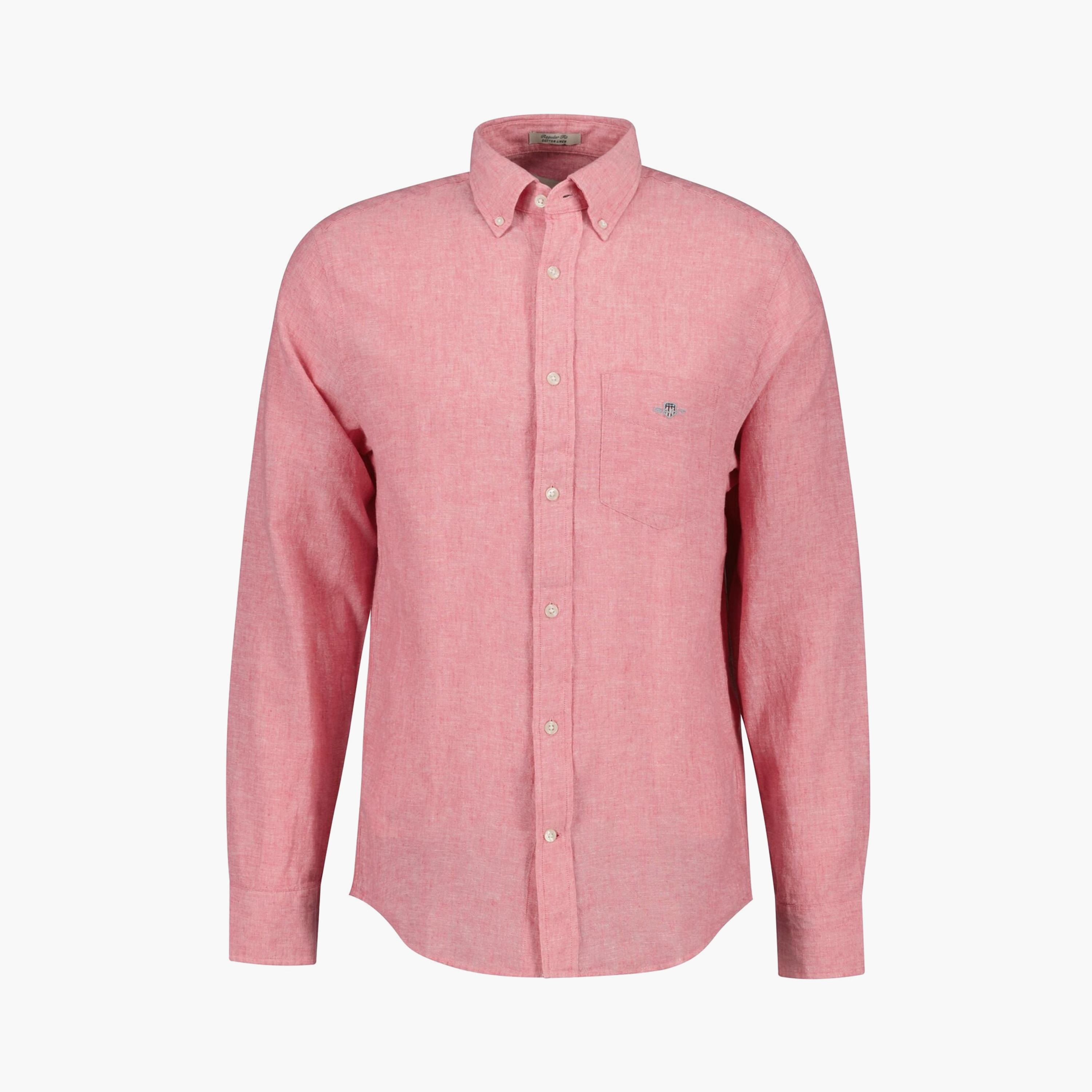Gant Plain Regular Fit Long Sleeves Linen Button-Down Collar Men's Shirt-men-clothing-shirts-image-36